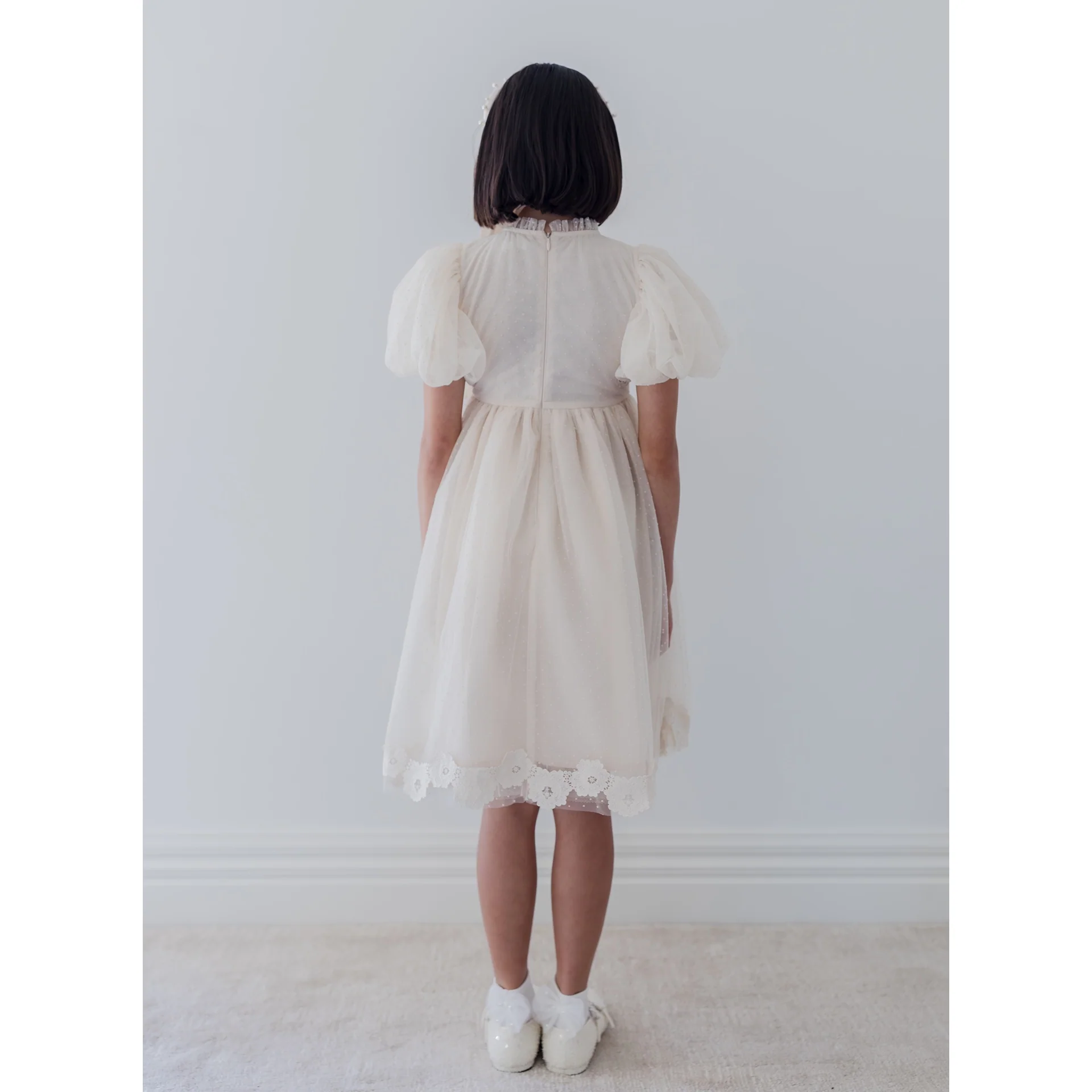 Petite Amalie Vintage Applique Bodice Tulle Dress (1399) - Image 3