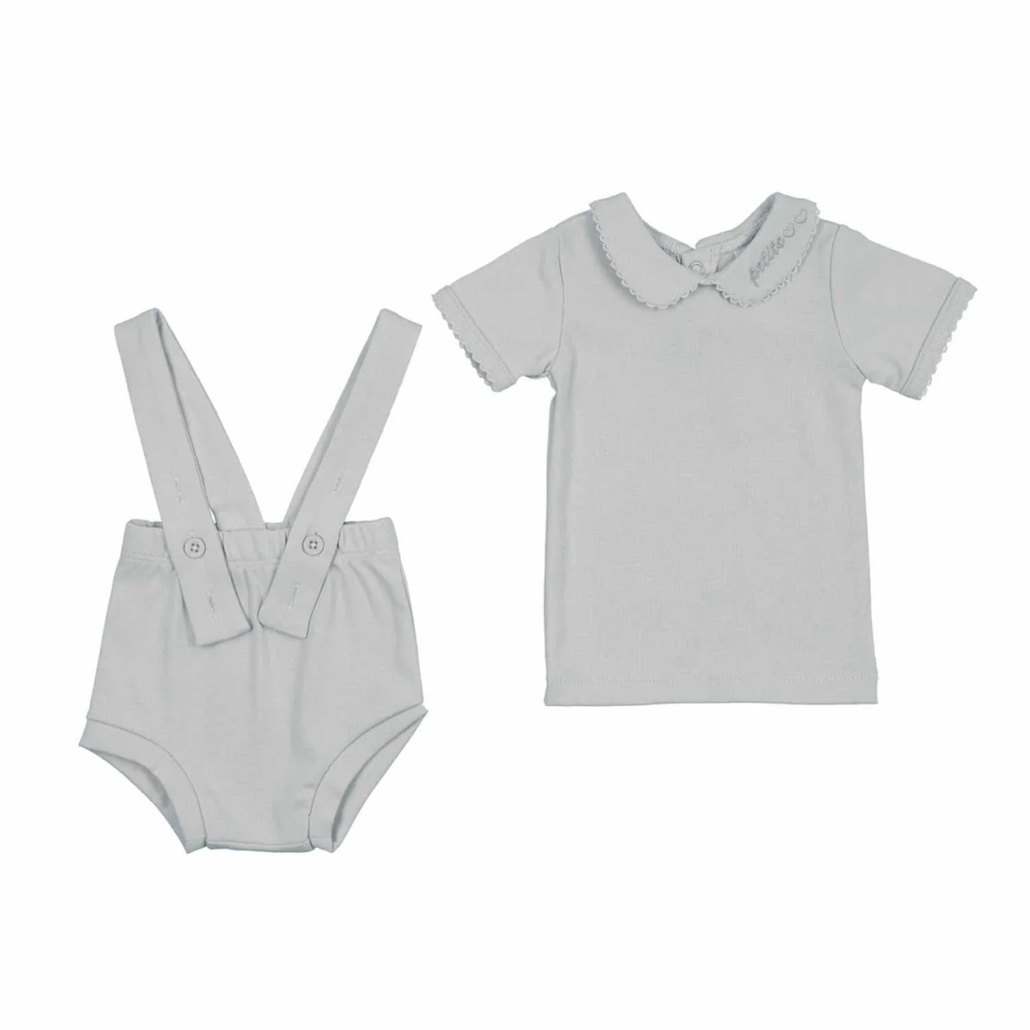 Bonjoy Petite Collar Top W/ Suspender Diaper Cover - Blue