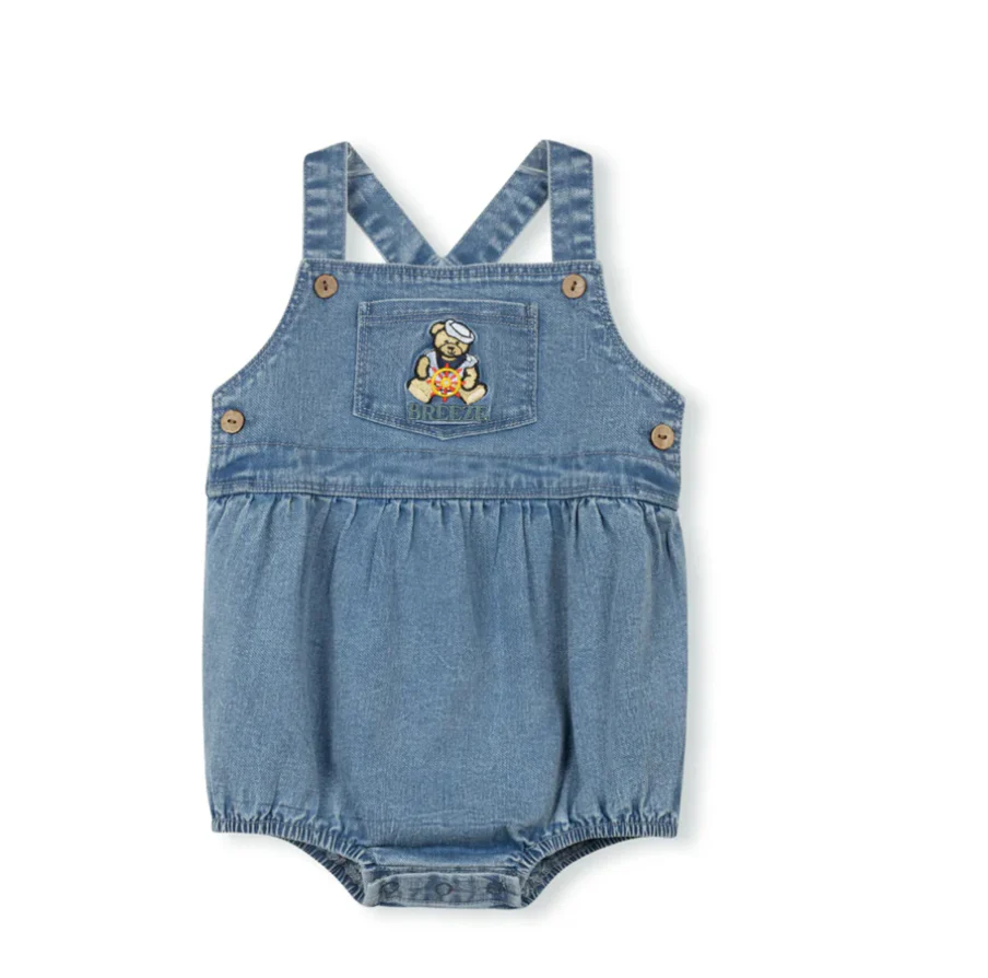 Phil and Phoebe Denim Teddy Bear Detailed Romper