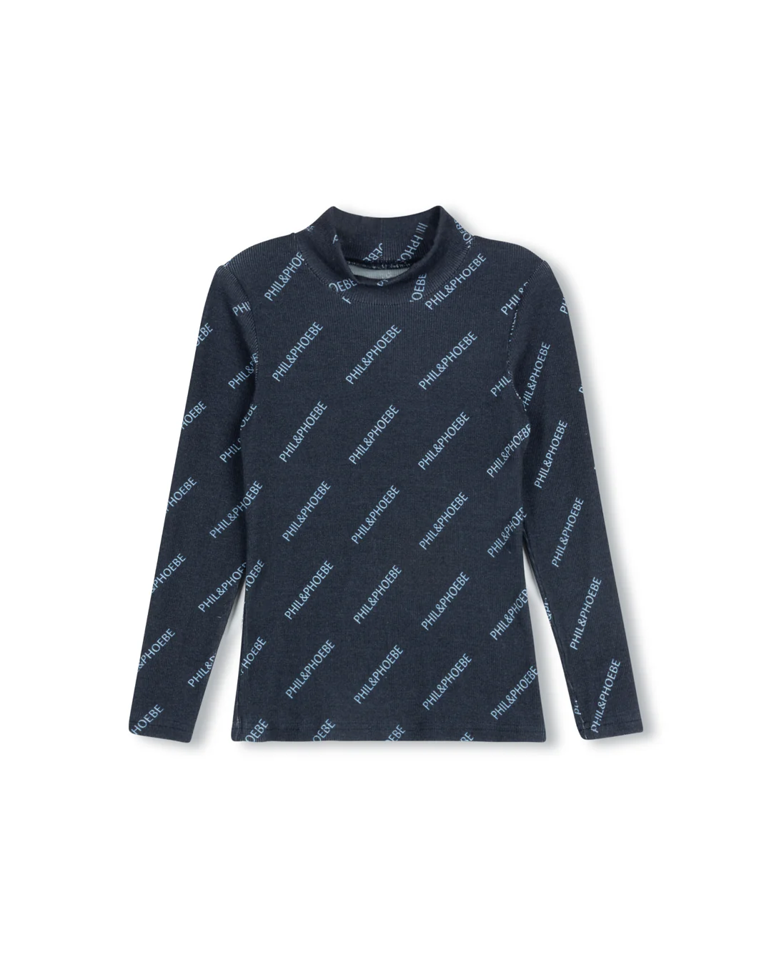Phil and Phoebe Navy Logo Printed Turtlneck