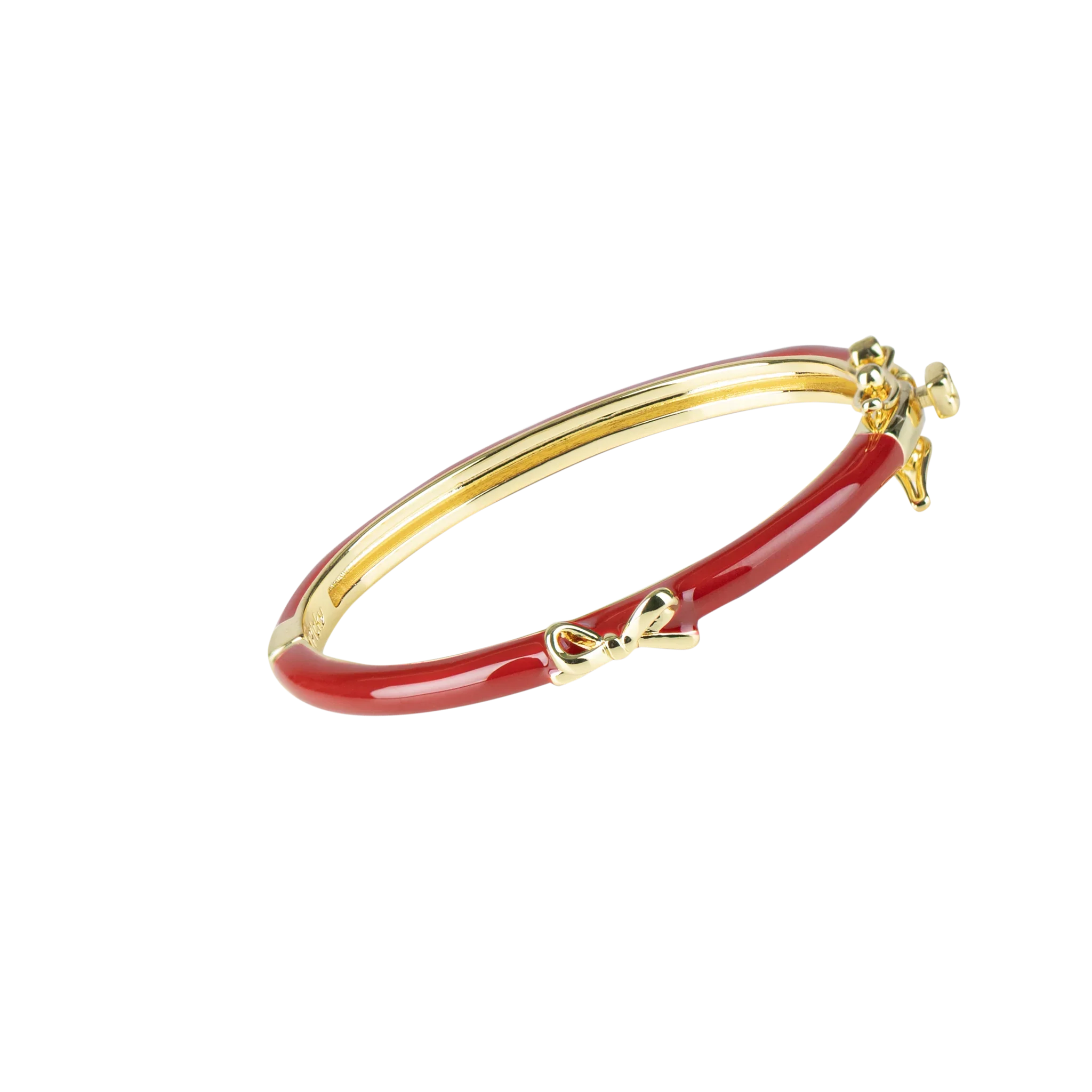Picky Deep Red Bangle With Gold Bow ( FINAL SALE )