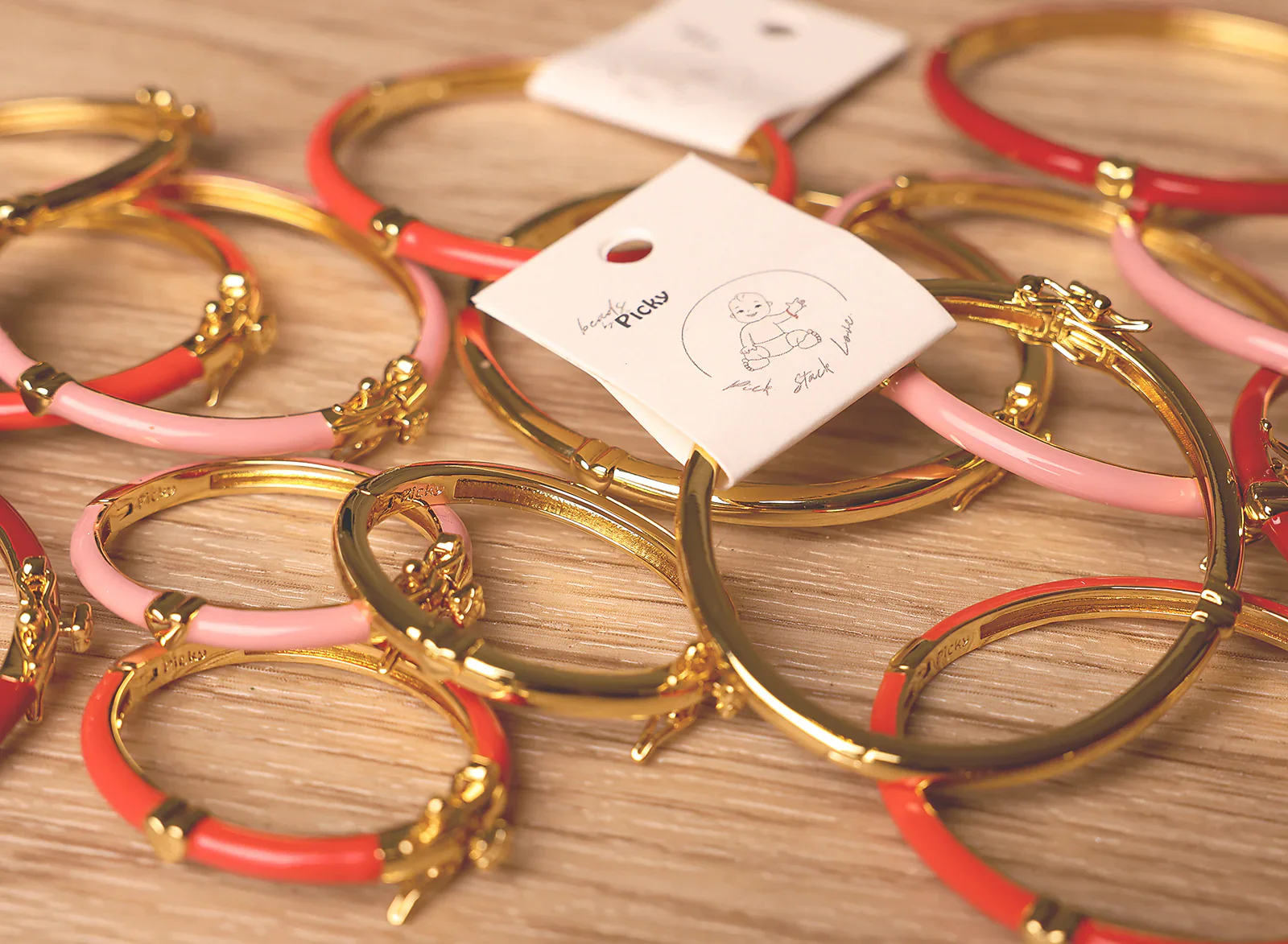 Picky Deep Red Bangle With Gold Bow ( FINAL SALE ) - Image 2