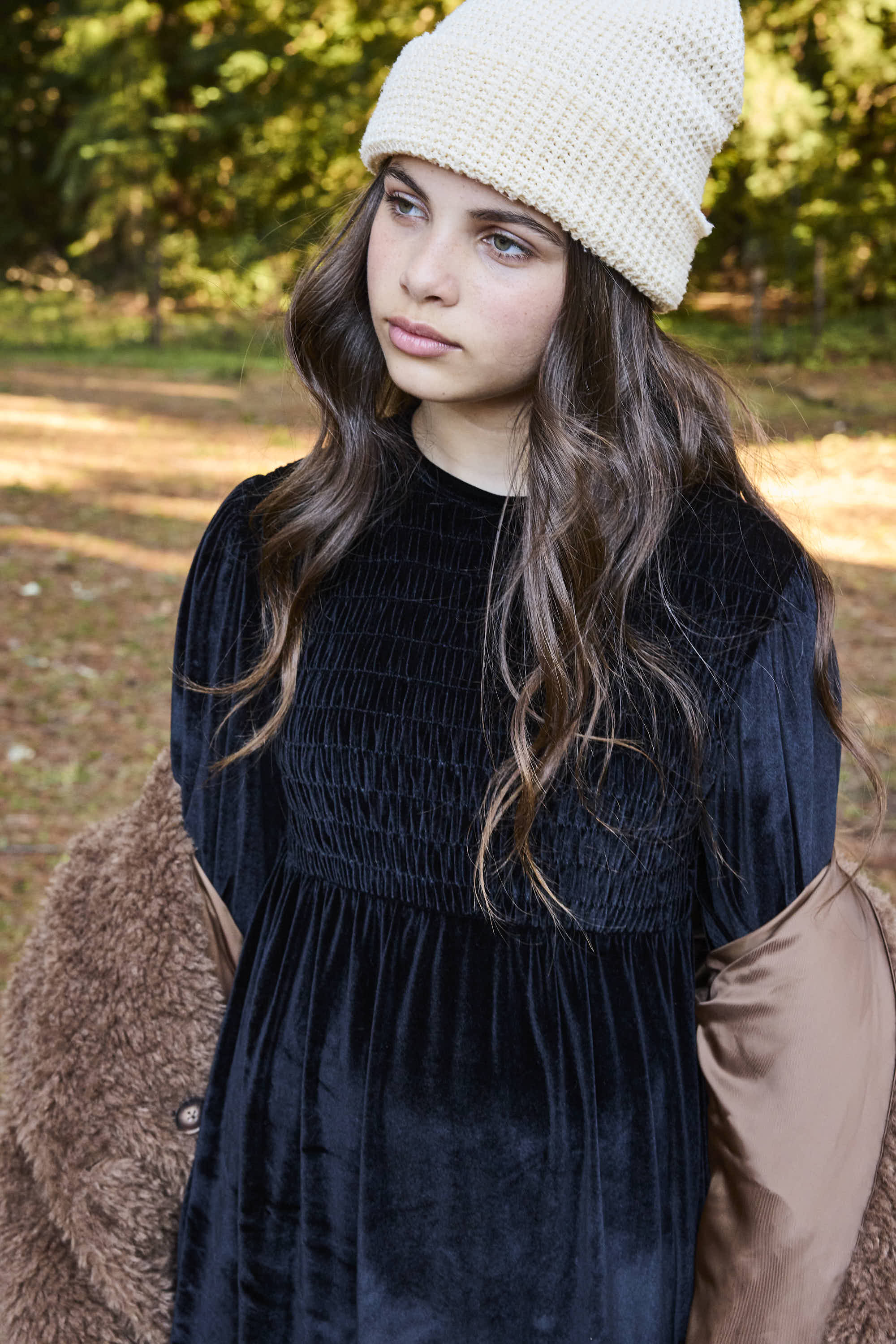 Pashmini Black Emma Smocked Velvet Maxi - Image 3