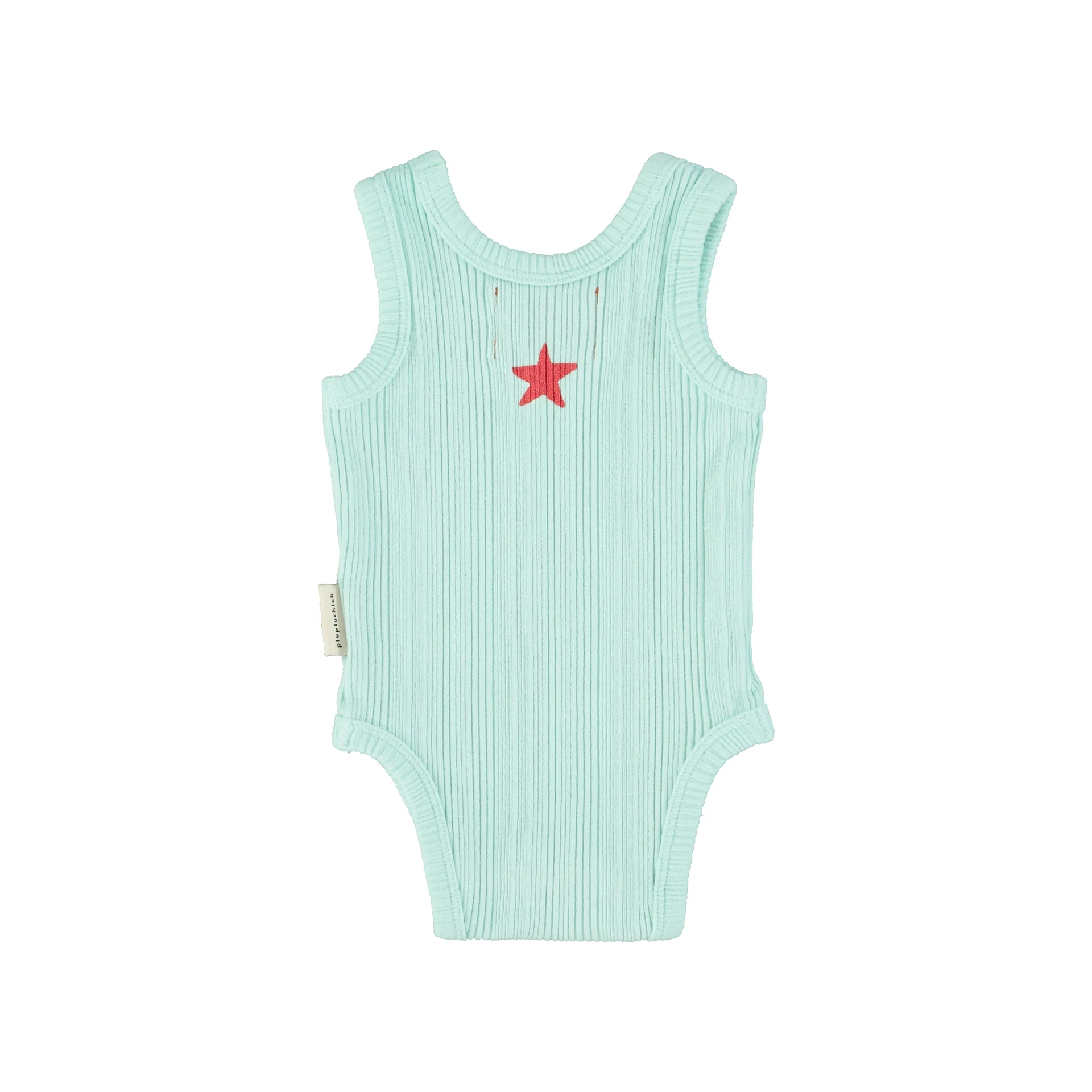 Piupiuchick Light Blue W/ "Peace" Print Sleeveless Bodysuit - Image 2