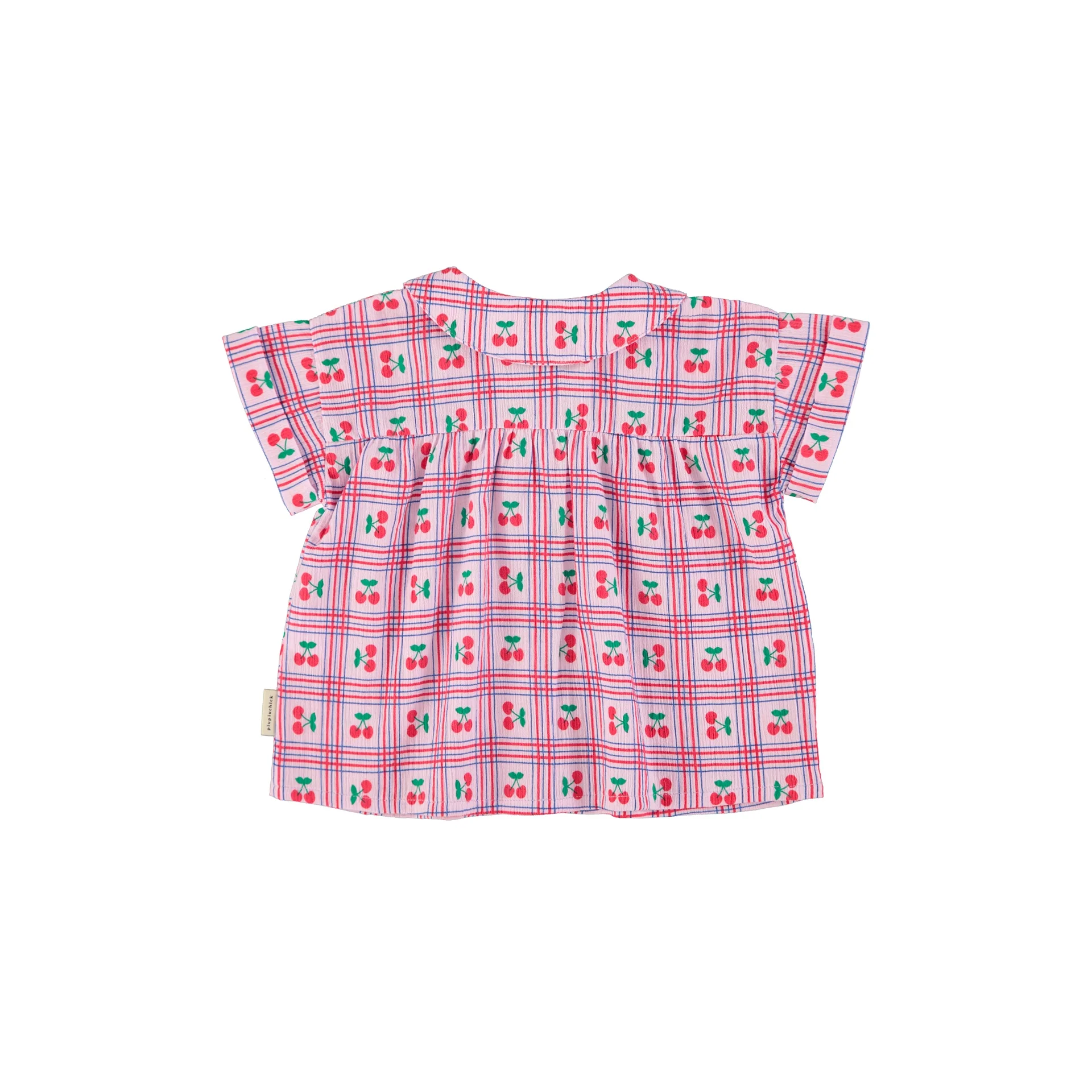 Piupiuchick Lilac W/ Cherries Allover Peter Pan Collar Shirt - Image 2