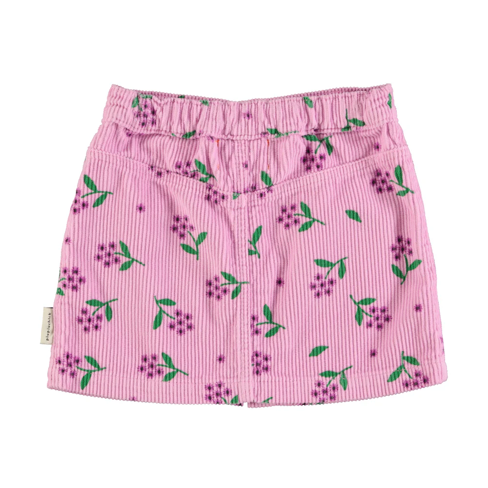 Piupiuchick Pink Corduroy W/ Flowers Allover Knee-Lenght Skirt - Image 2