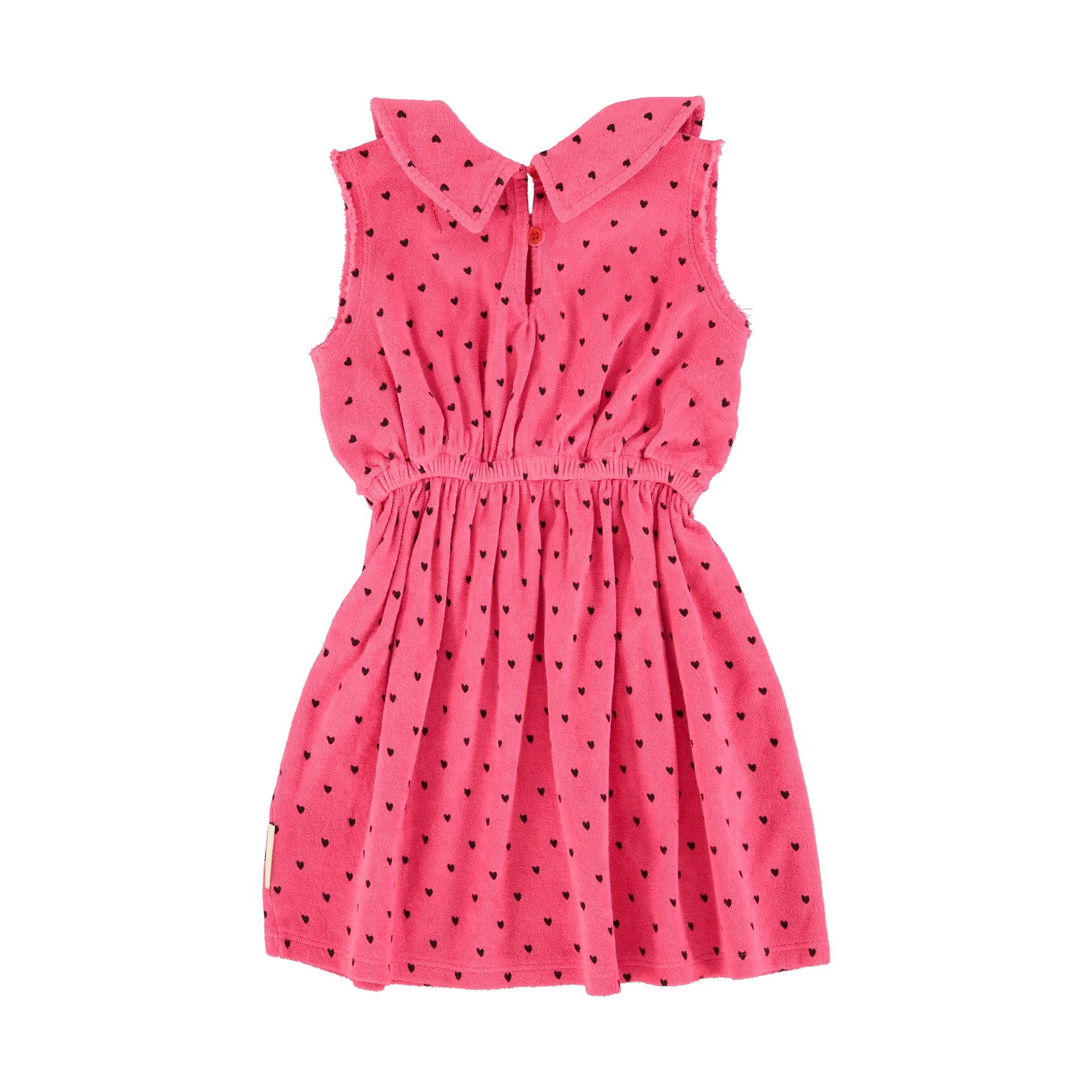 Piupiuchick Pink W/ Black Hearts Allover Knee-Length Dress W/ Collar - Image 2