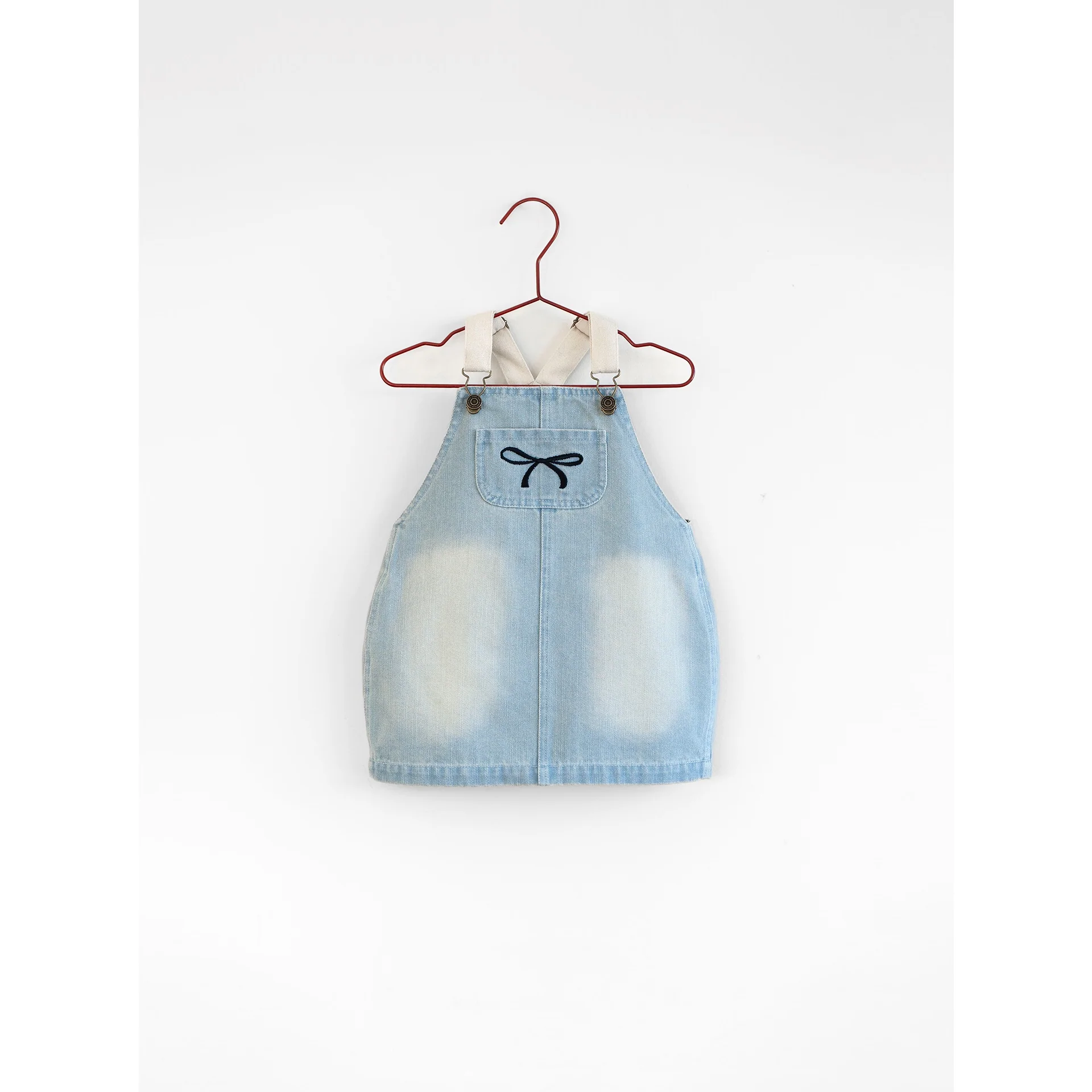 Please Mom Denim Bow Barrel Dress