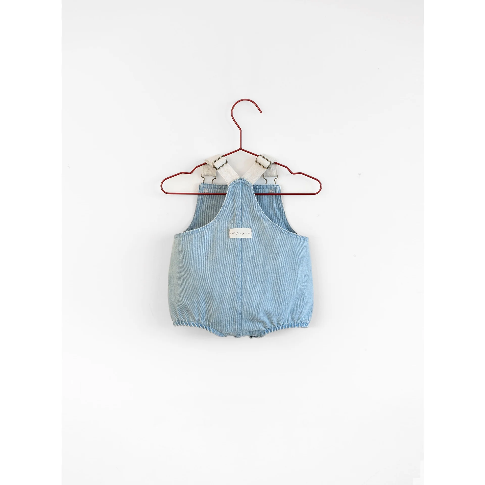 Please Mom Denim Bow Barrel Romper - Image 2