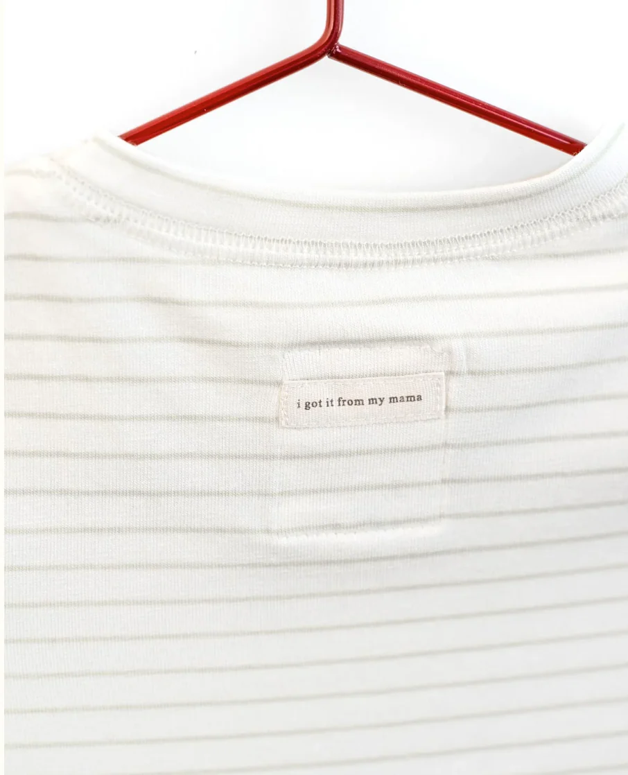 Please Mom Grey Stripe Tshirt- 3/4 sleeve - Image 2