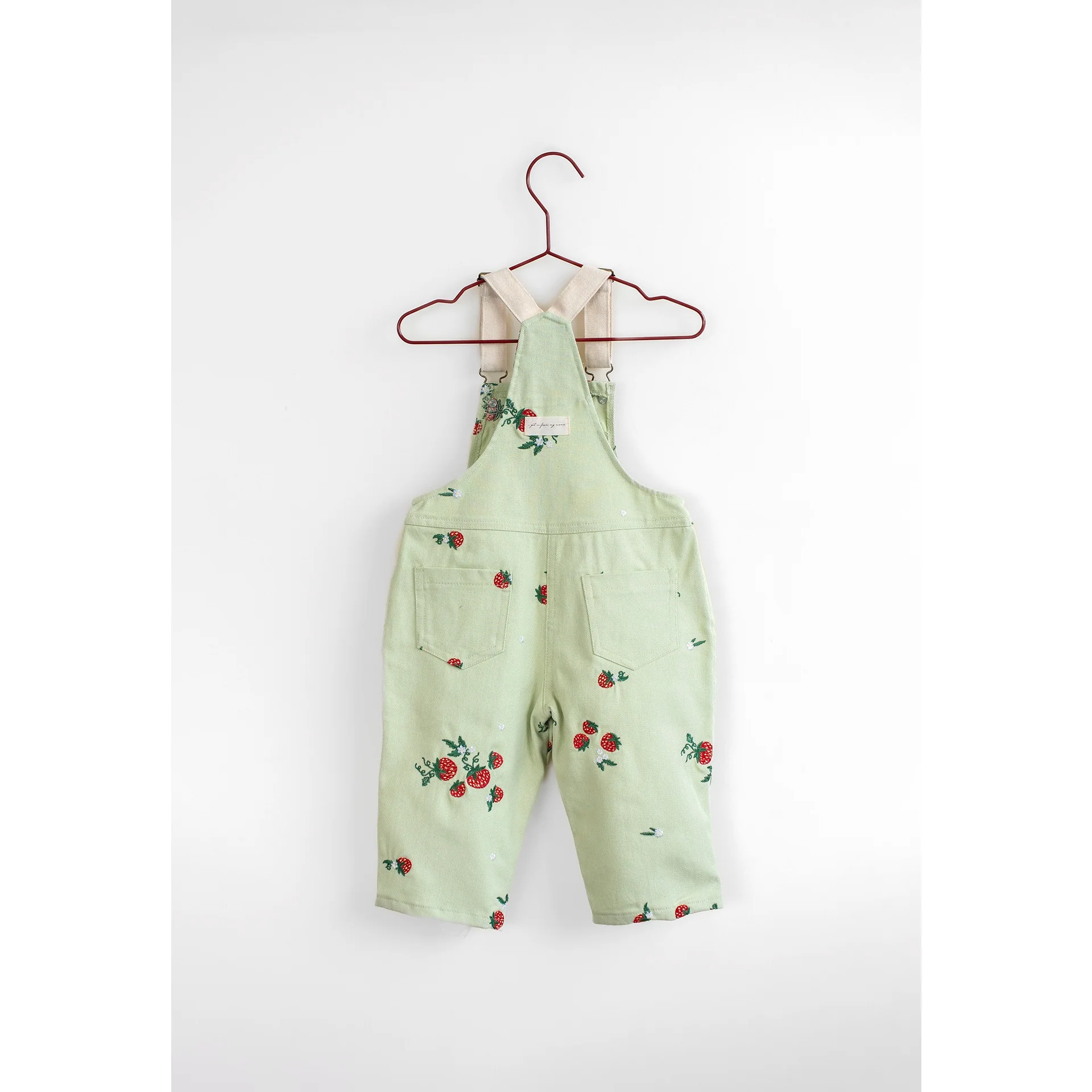 Please Mom Mint Strawberry Overalls - Image 2