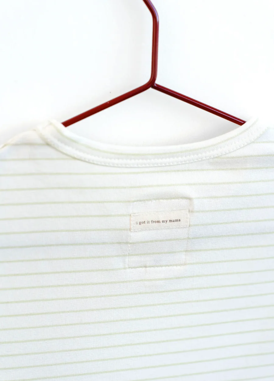 Please Mom Mint Stripe Short Sleeve Tshirt - Image 2