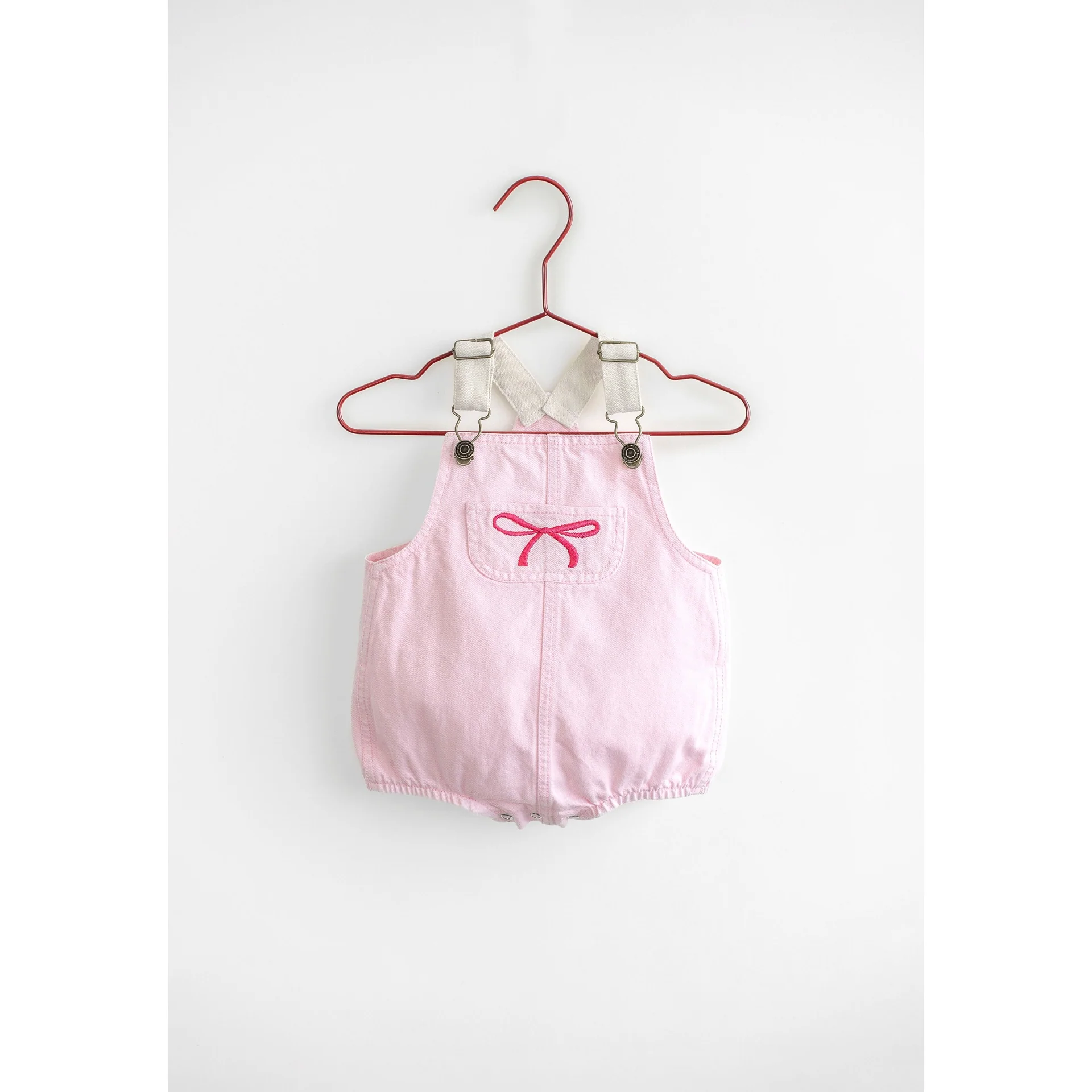 Please Mom Pink Bow Barrel Romper