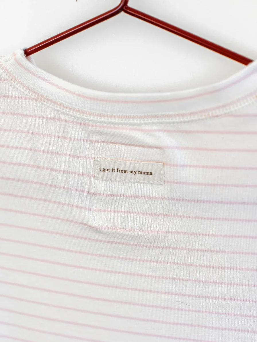 Please Mom Pink Stripe Short Sleeve Tshirt - Image 2