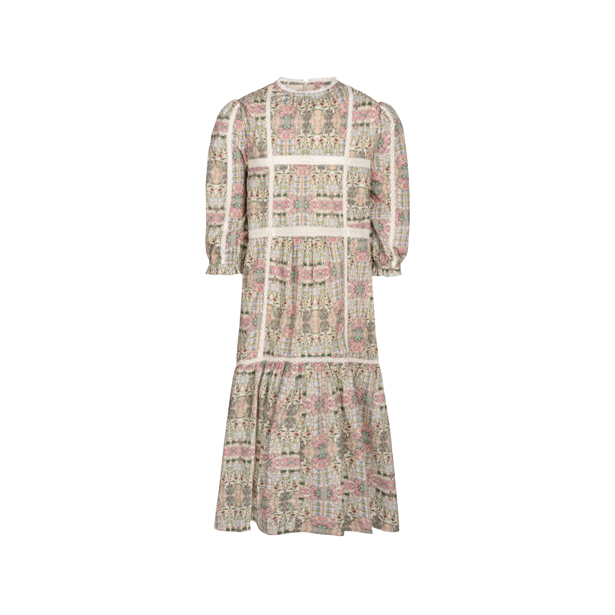 Poet Multicolor Print Lace Mix Dress 16