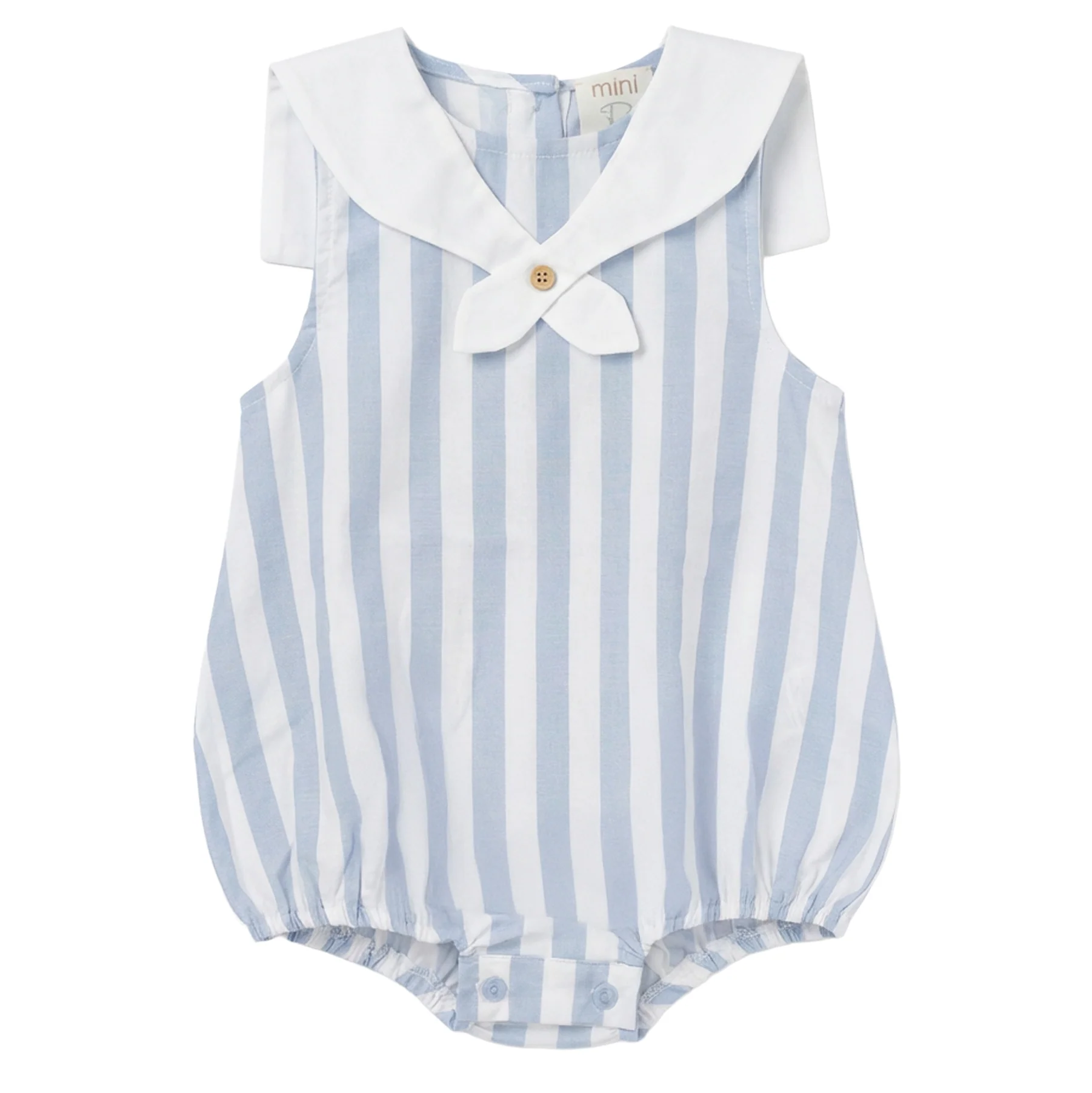Pompomme Blue/White Sailor Striped Bb Romper P7540