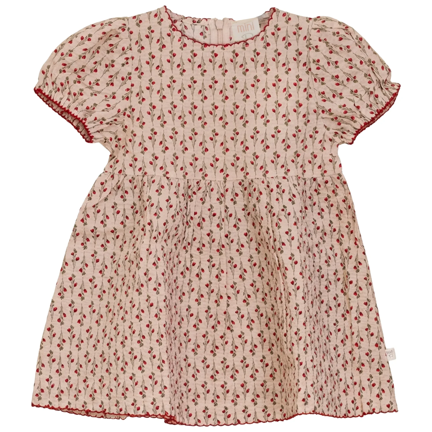 Pompomme Cream/Cherry Print Cotton Dress and Hair Clip P7314 - Image 2