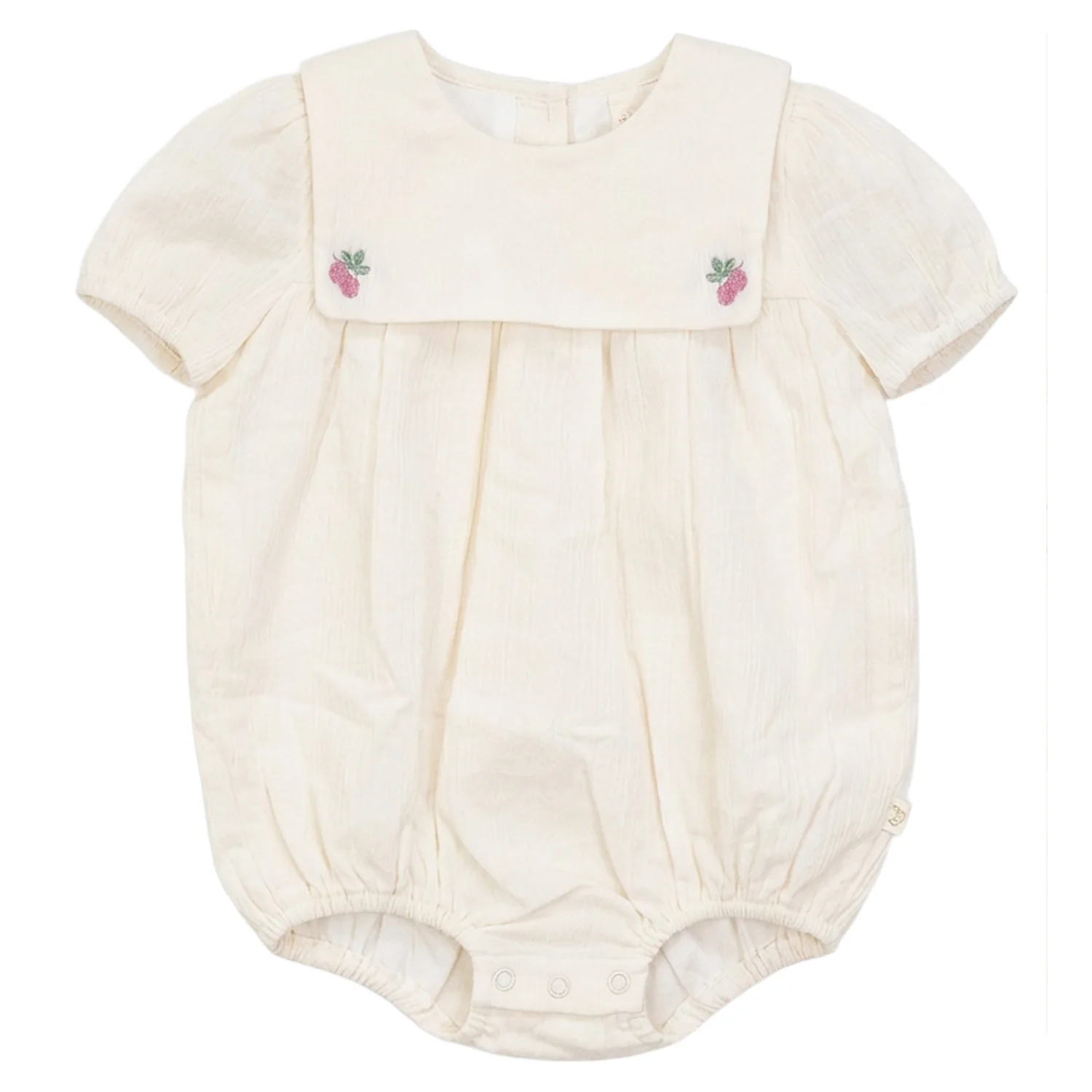 Pompomme Cream Embroidered Detail Romper Bg P7560