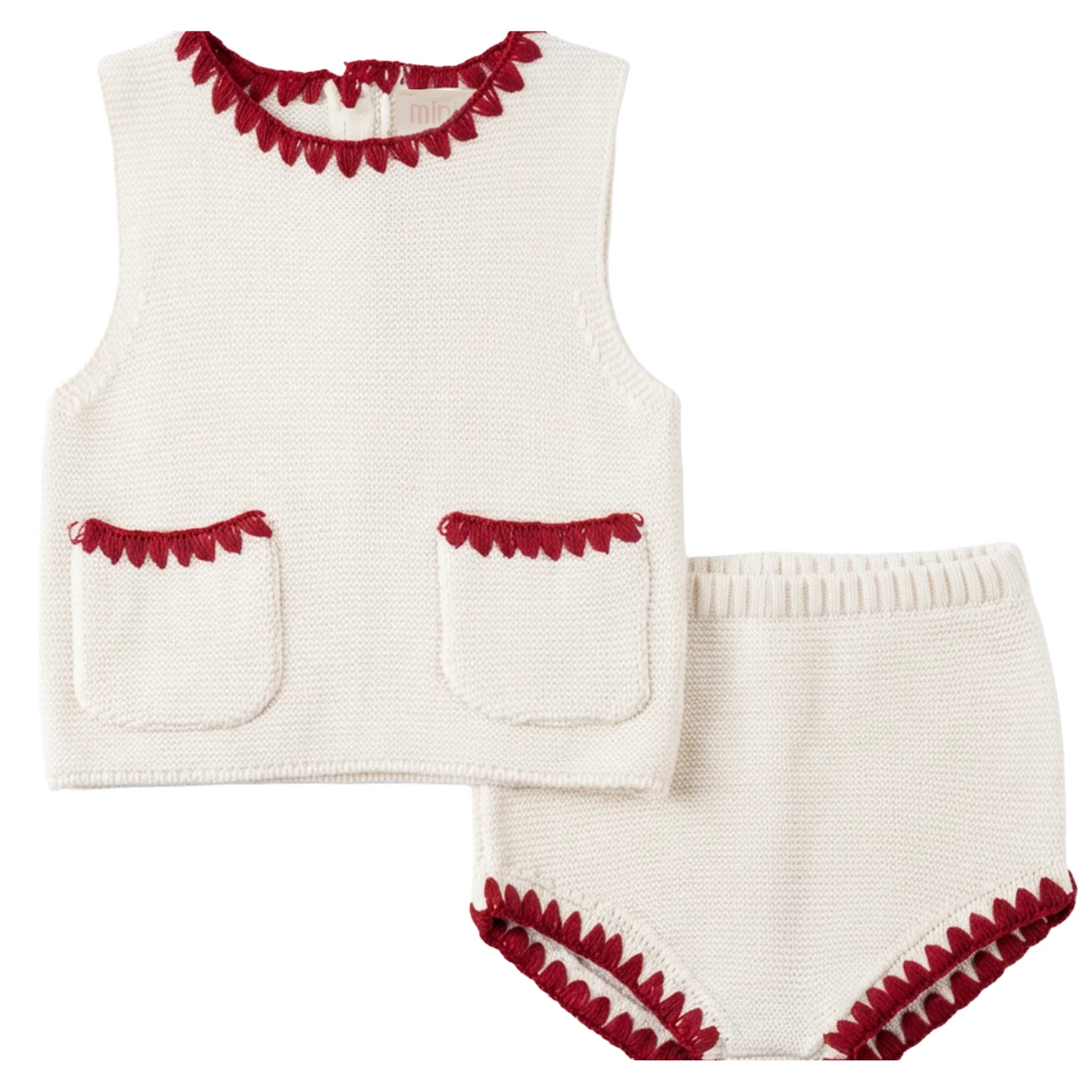 Pompomme Cream Embroidered Edge Crochet Set P7534