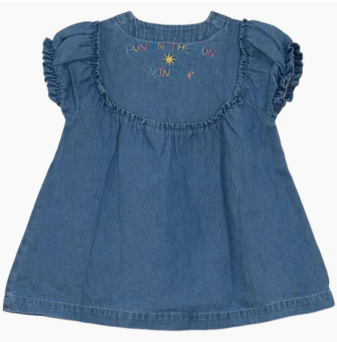 Pompomme Denim Crochet Applique Denim Dress P7318 - Image 2