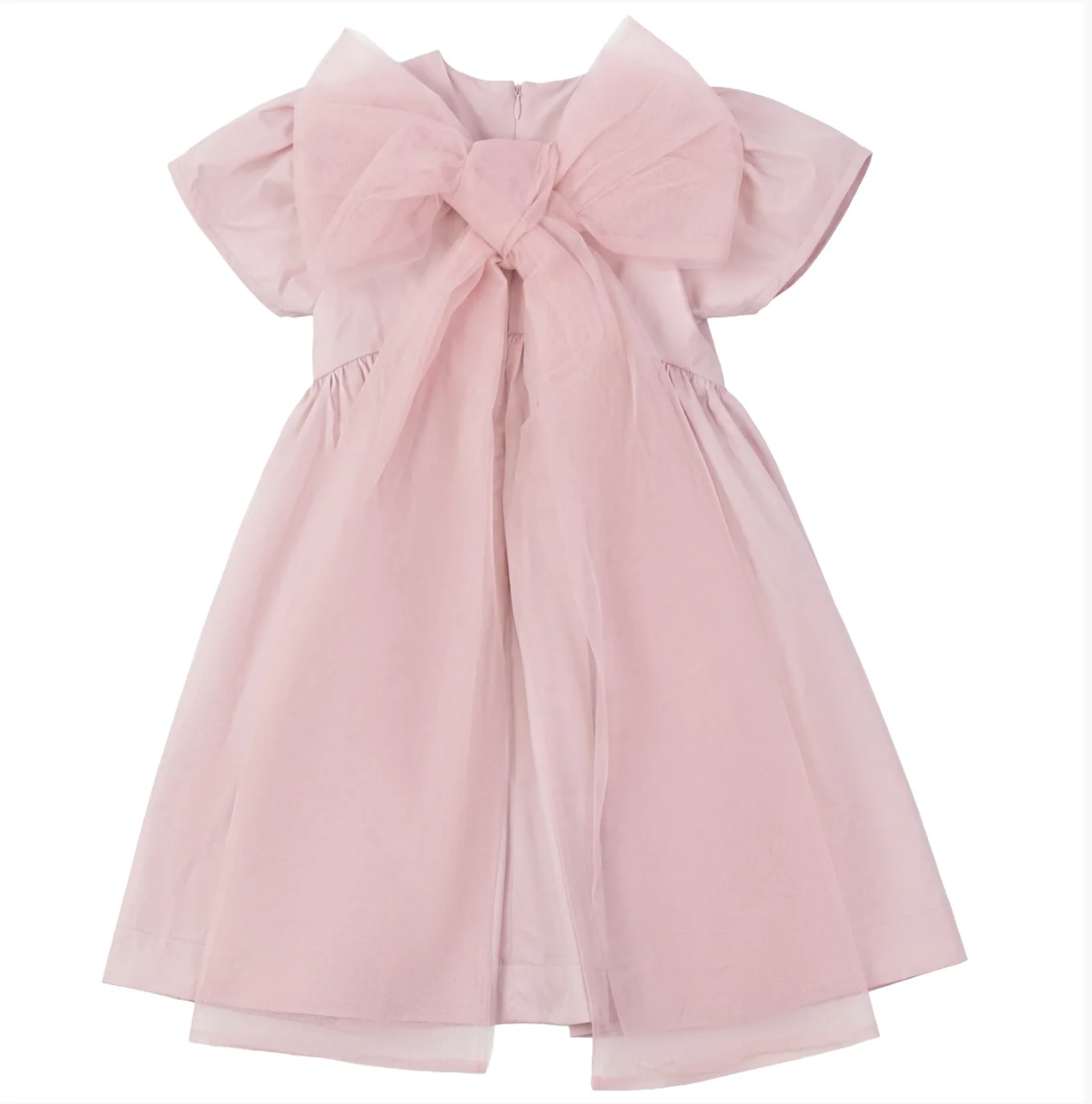 Pompomme Pink Tulle Bow Detail Dress P7298 (SHORT SLEEVES) - Image 2