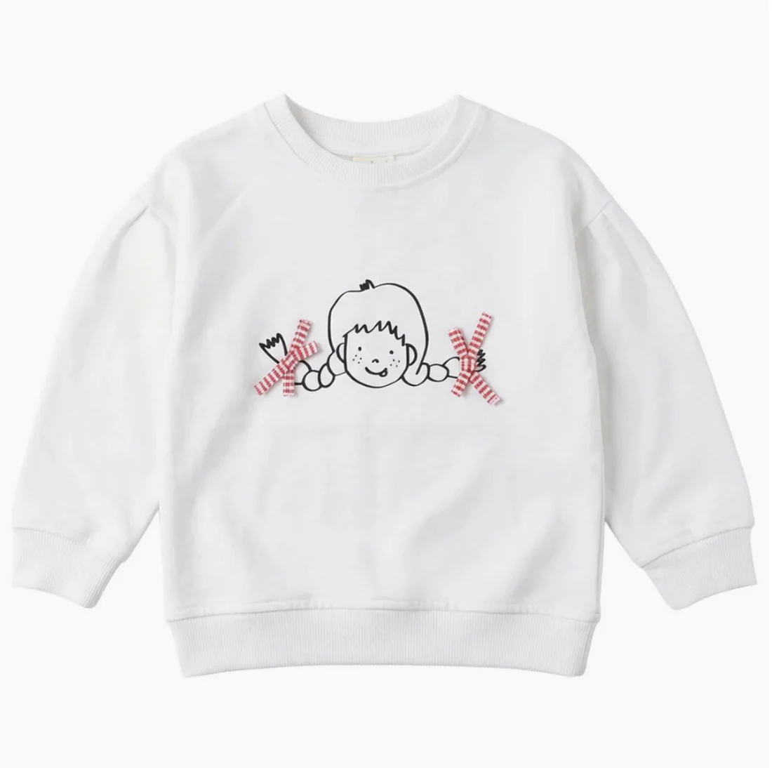 Pompomme White Girl Print Sweatshirt P7414