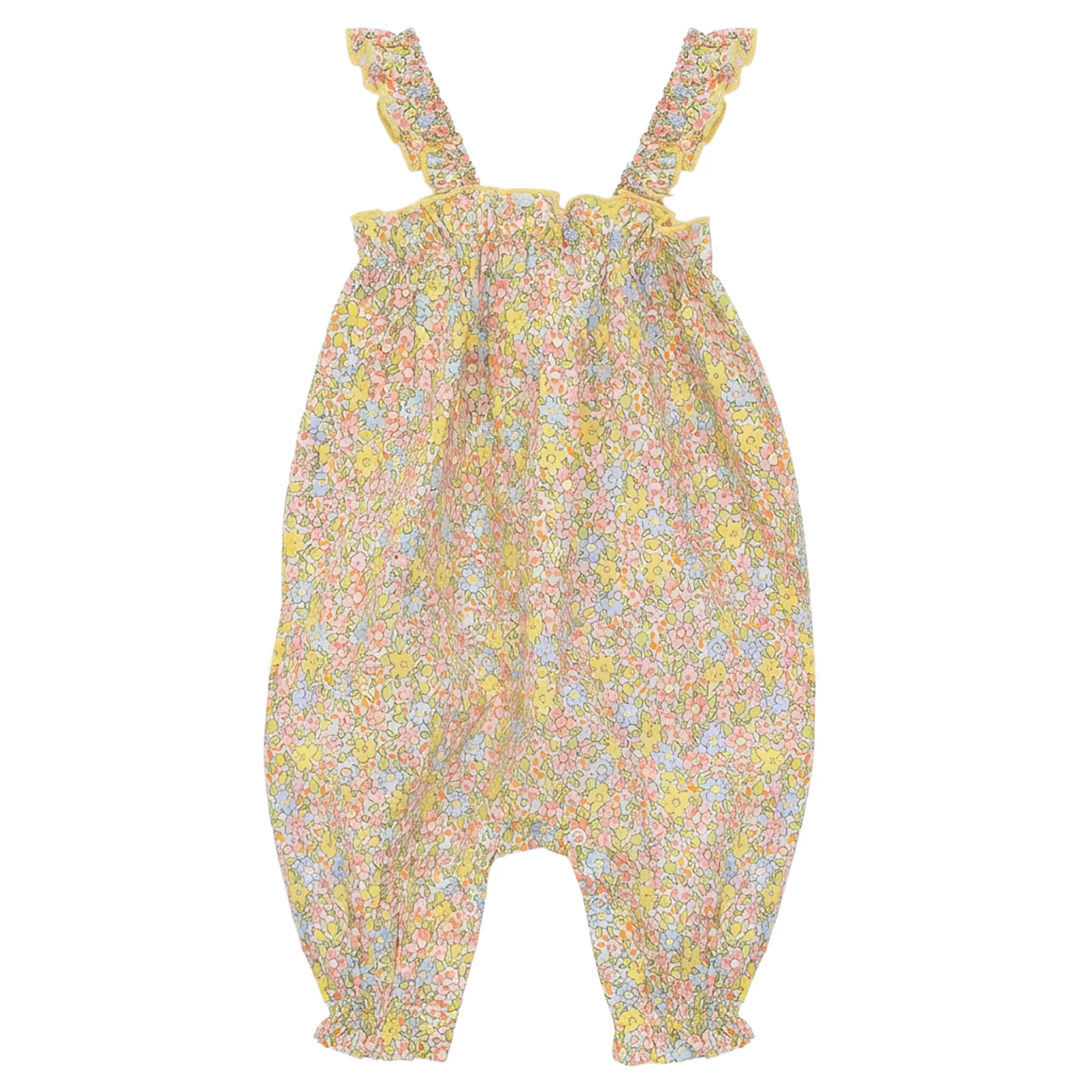 Pompomme Yellow Floral Frill Egde Romper P7508