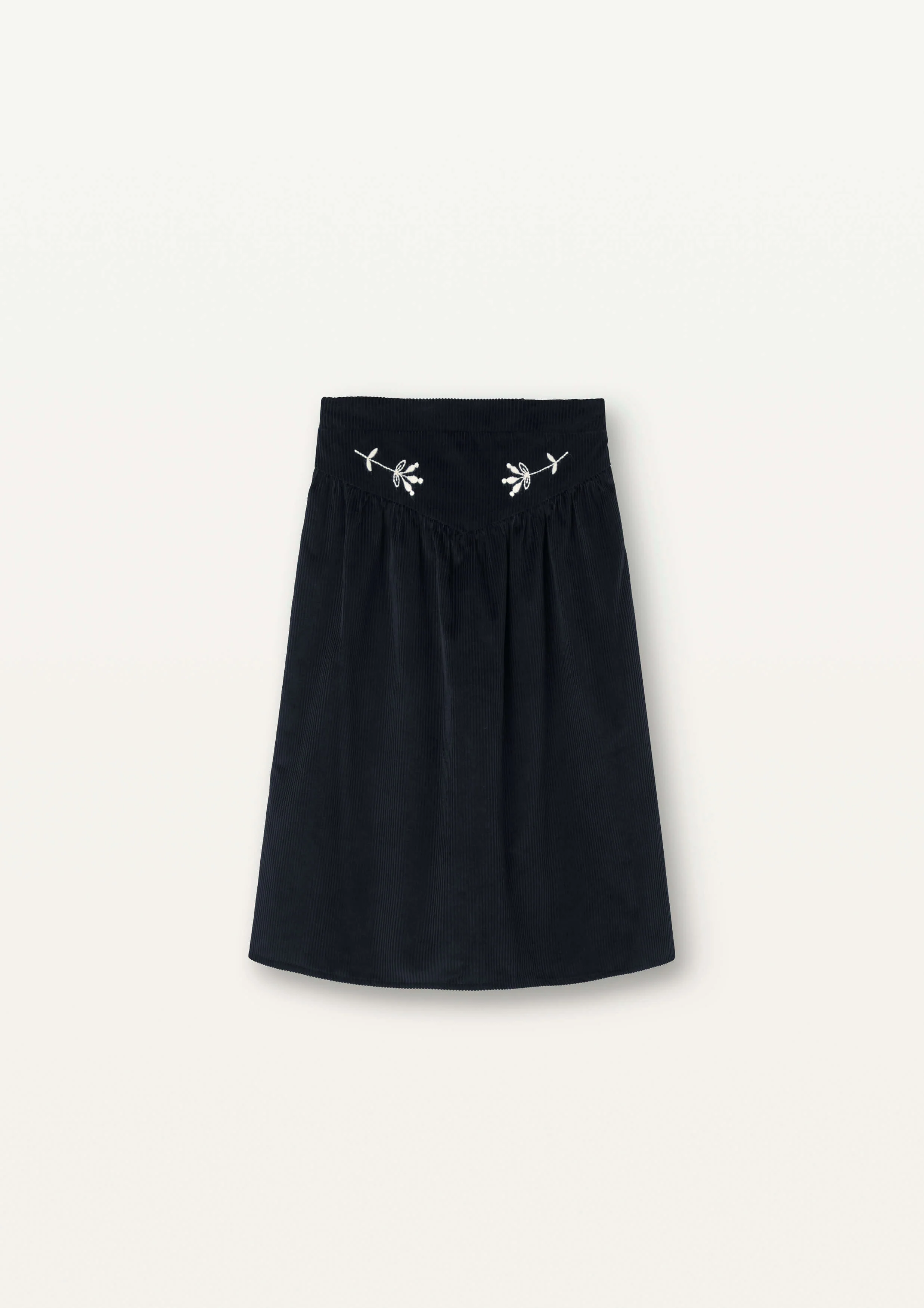 Popelin Black Embroidered Midi Skirt (31.8)