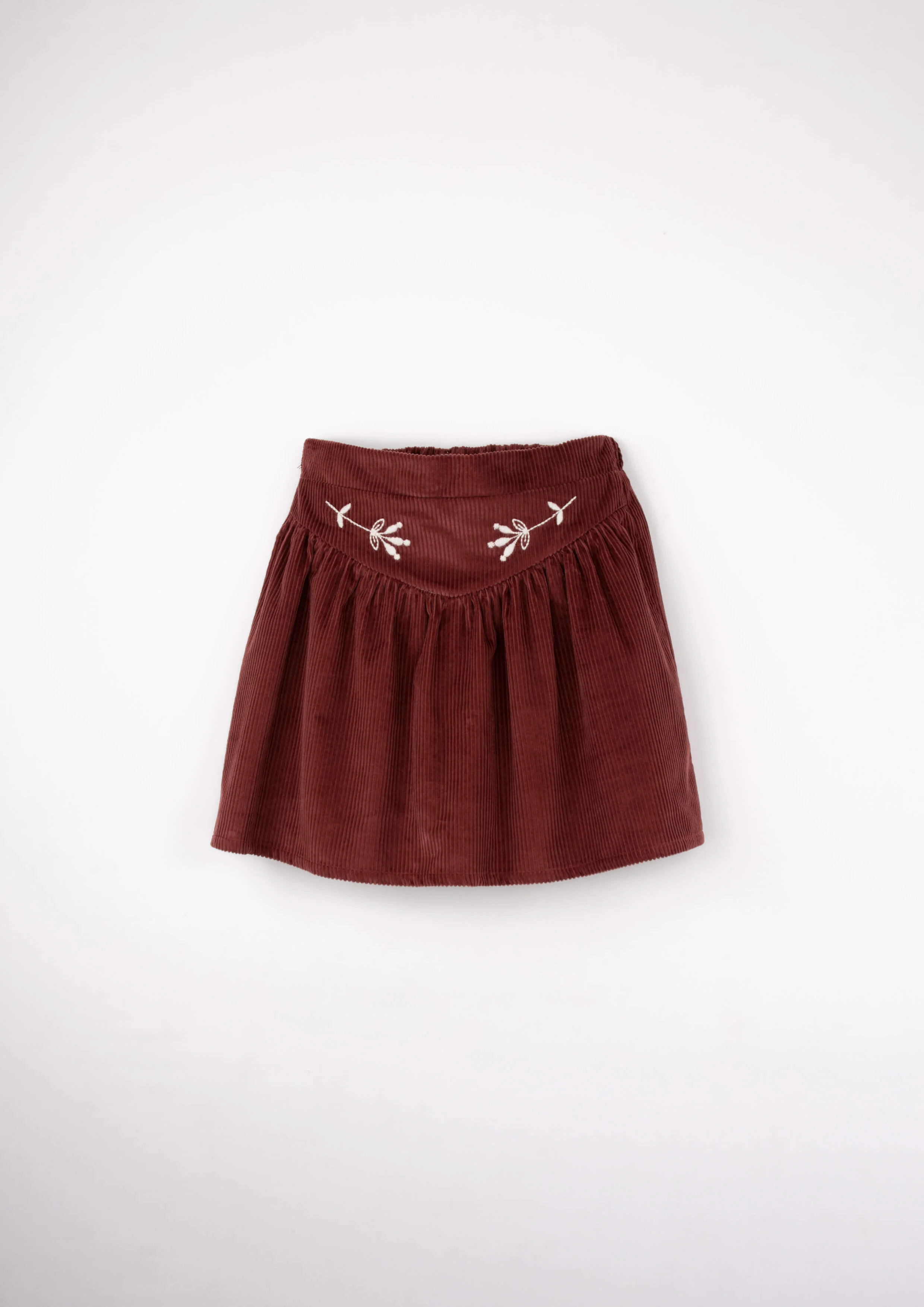 Popelin Burgundy Short Skirt With Embroidery (Mod 31.5)