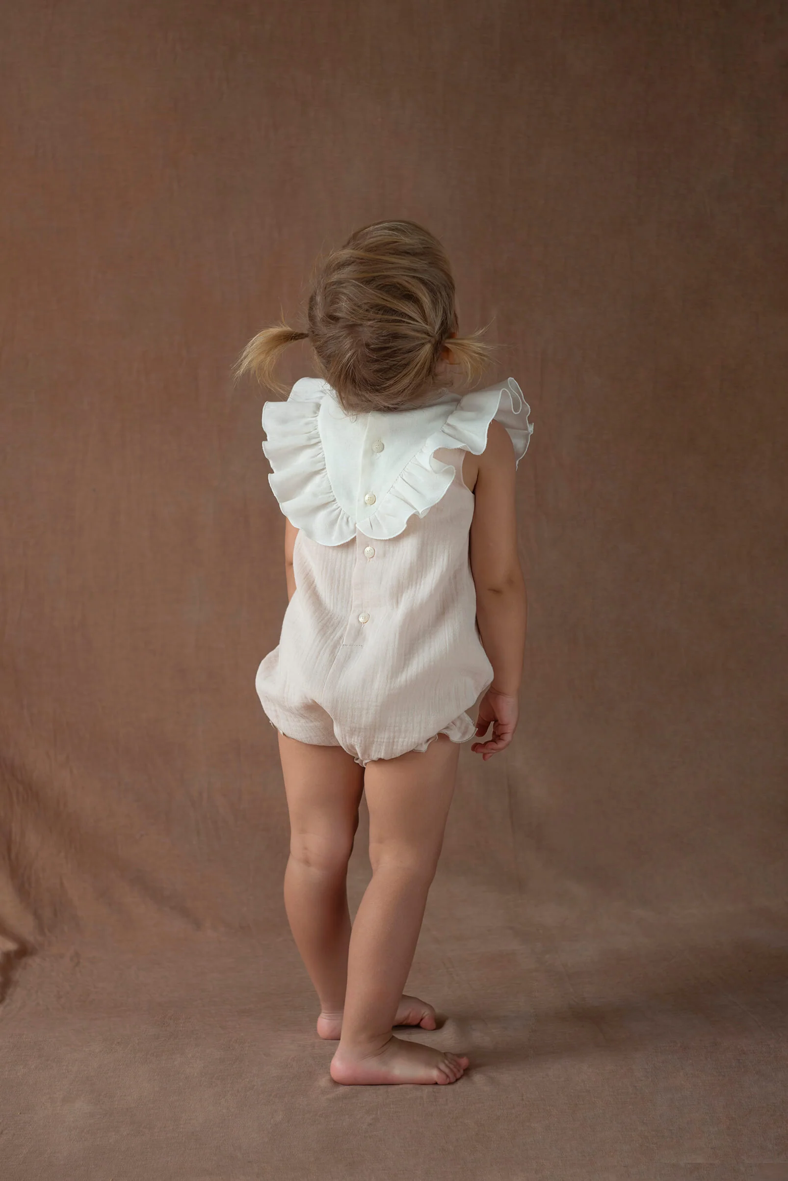 Popelin Dusty pink romper suit with embroidered yoke (Mod.1.2) - Image 4