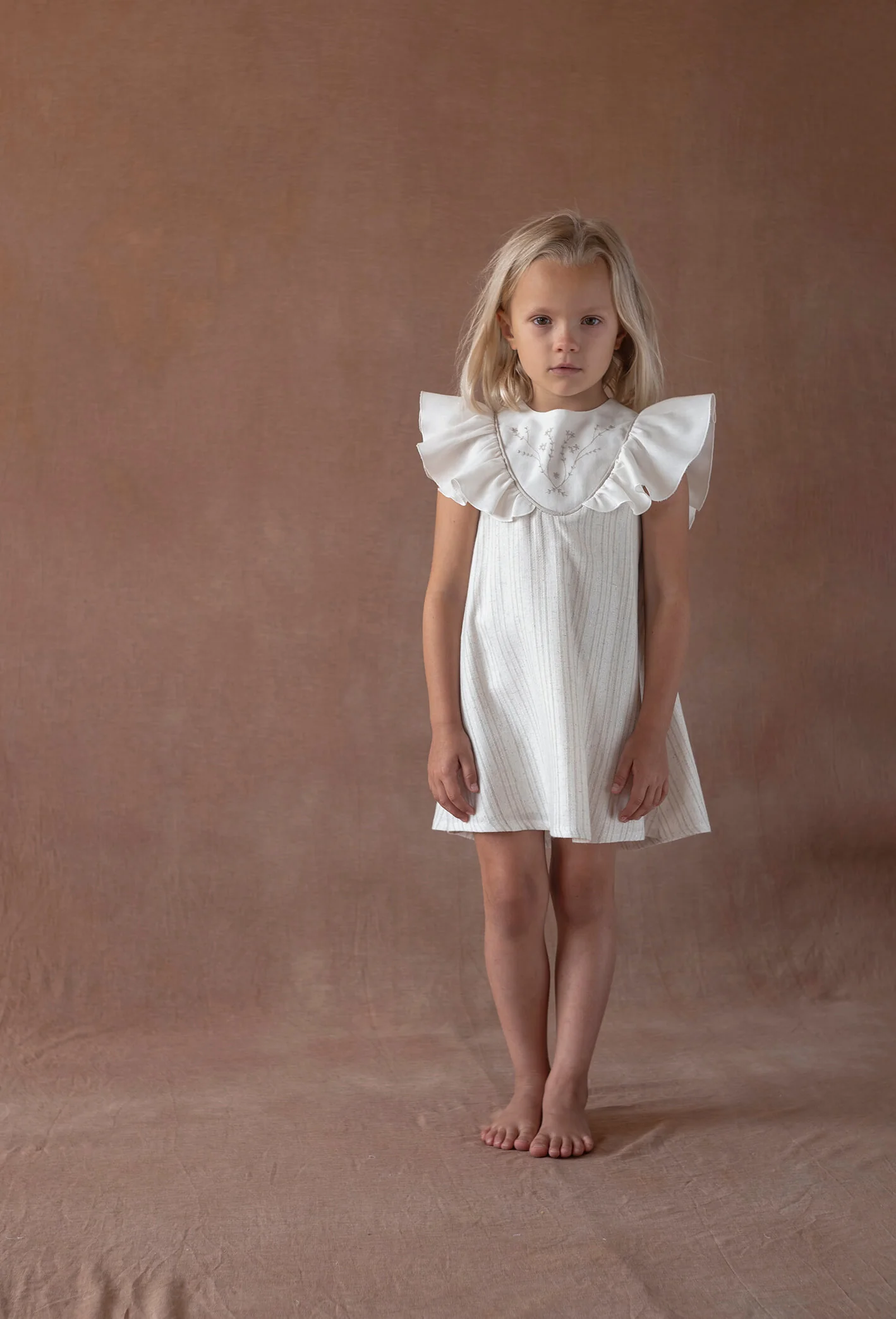 Popelin Lurex short dress with embroidered yoke (Mod.40.1) - Image 3