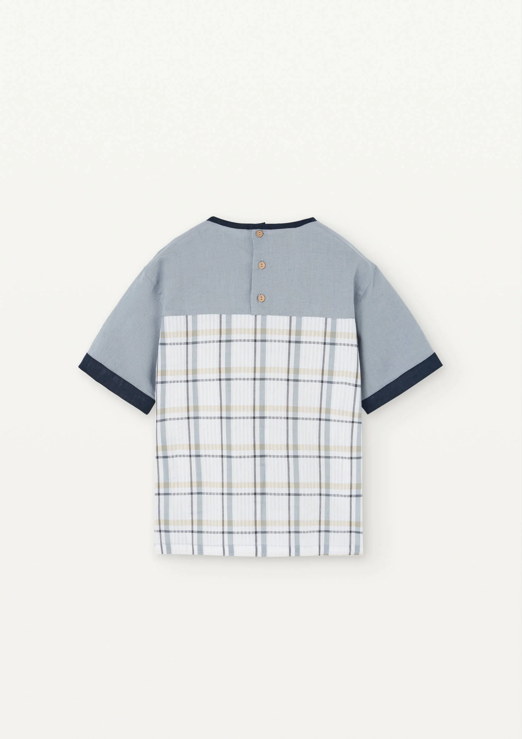 Popelin Mod 19.3 Blue plaid yoke shirt - Image 3