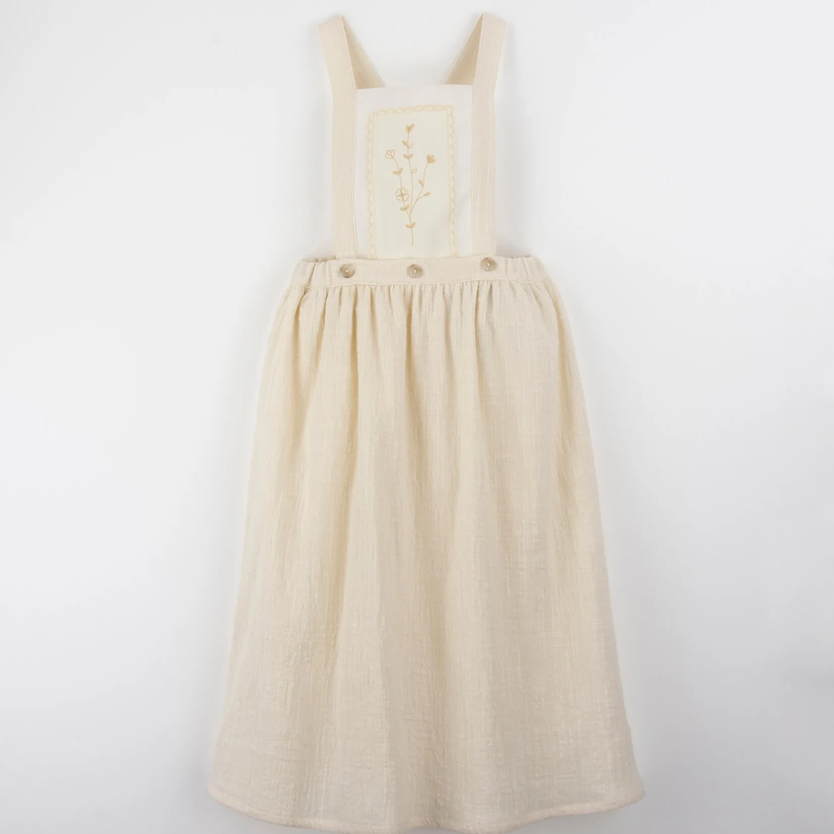 Popelin Off-white midi skirt with embroidered bid (Mod.23.5)