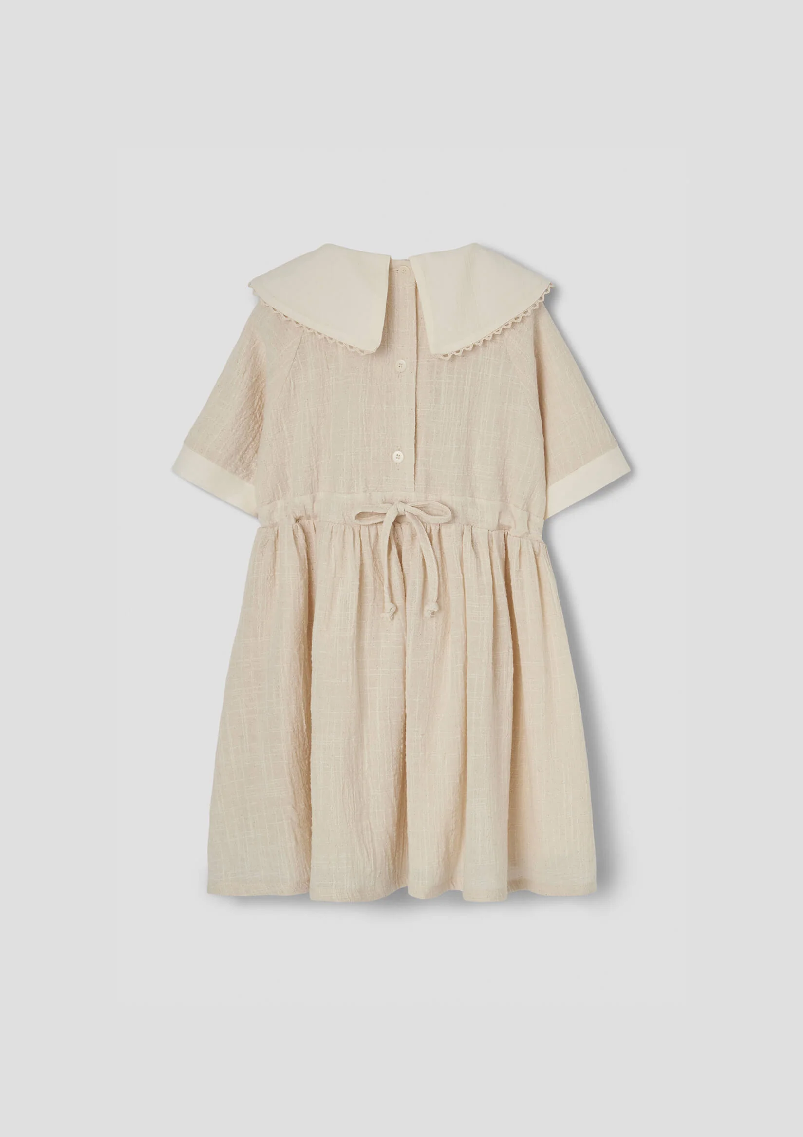 Popelin Off-white short dress with embroidered bib collar (Mod.41.1) - Image 2