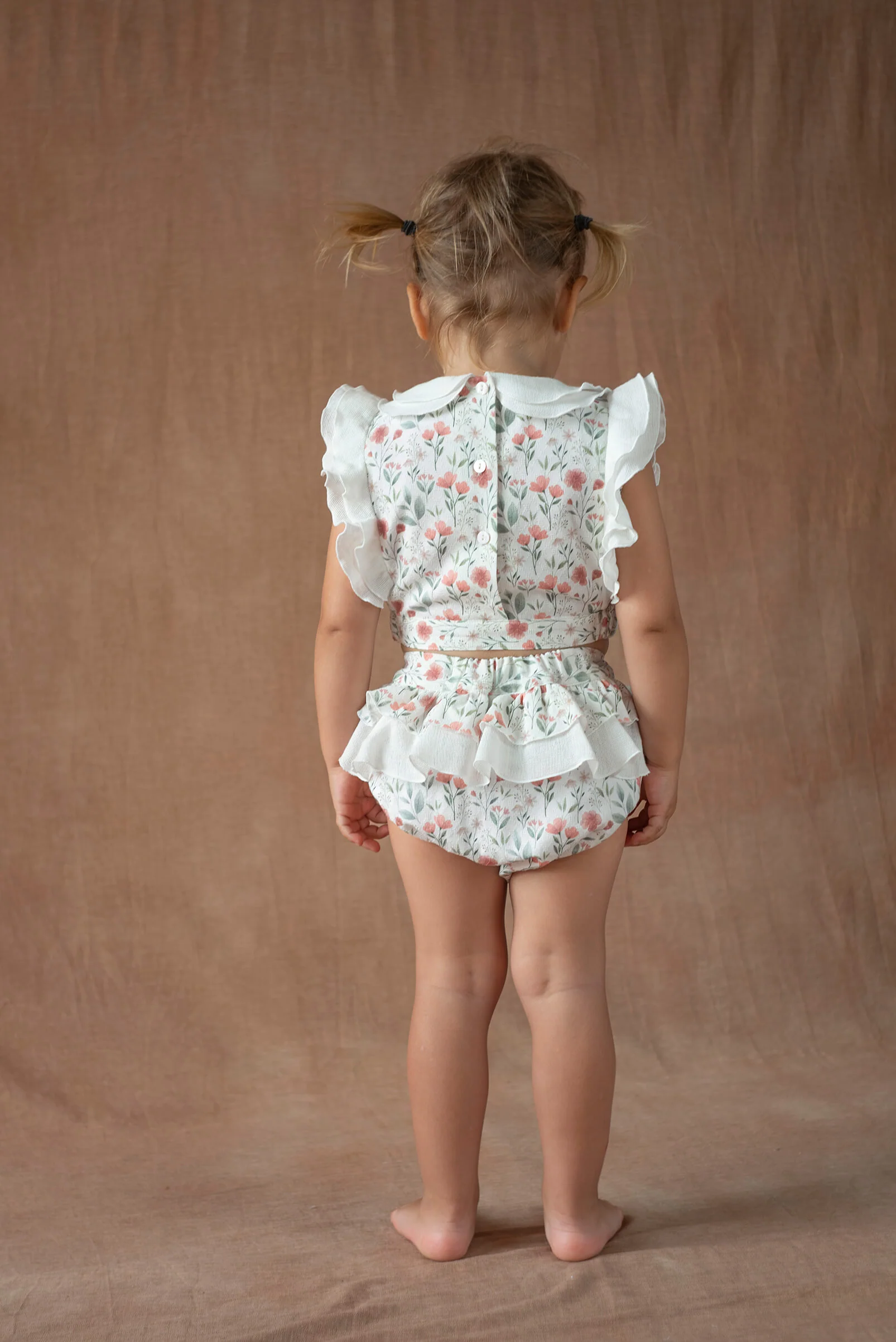 Popelin Poppy pattern short top with double baby collar (Mod.13.3) - Image 3