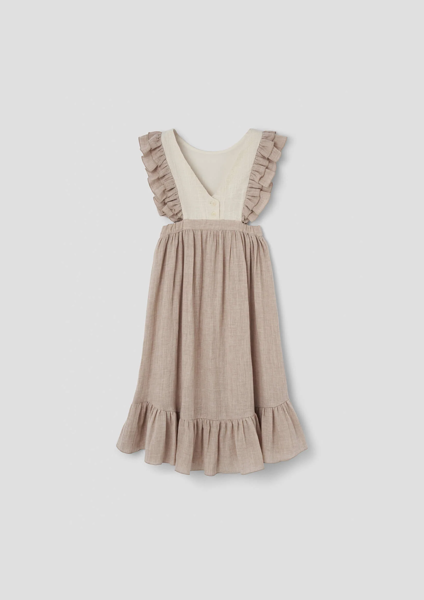 Popelin Sand dress with embroidered bib (Mod.42.3) - Image 2