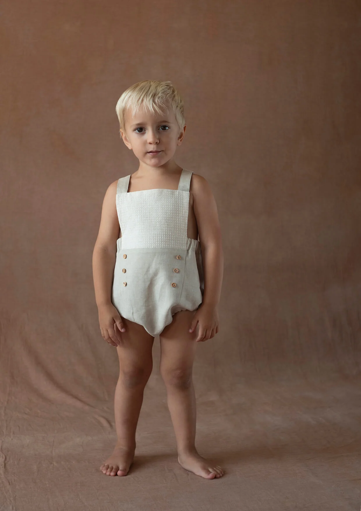 Popelin Sand linen dungarees with straps (Mod.7.1) - Image 3