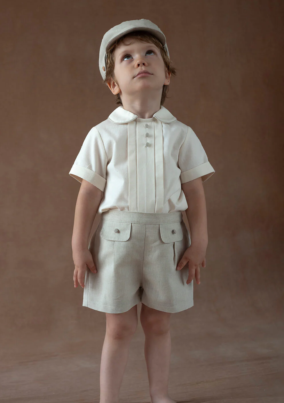 Popelin Sand linen shorts with flaps (Mod.30.2) - Image 3