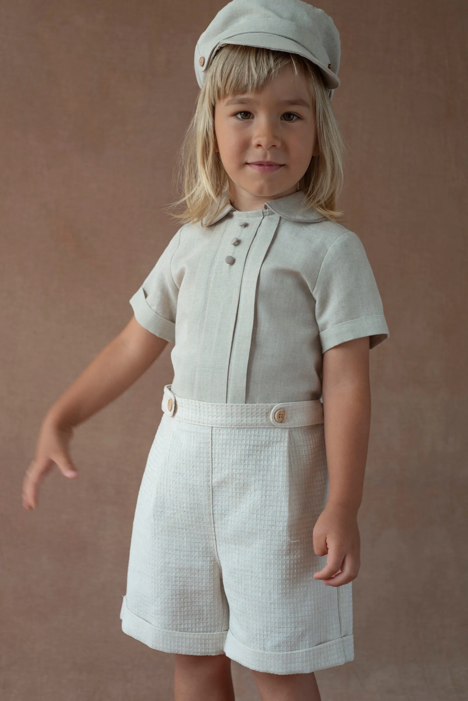 Popelin Sand waffle fabric bermuda shorts with turn-ups (Mod.31.1) - Image 3