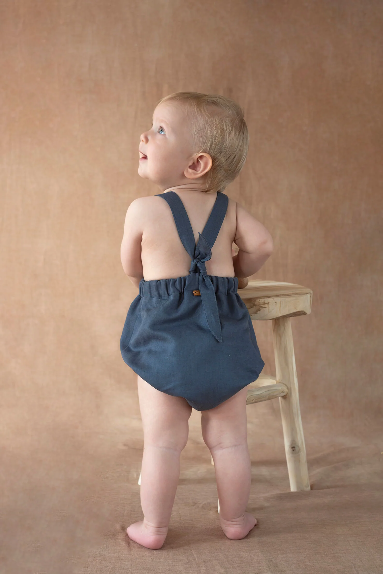 Popelin Slate blue linen dungarees with straps (Mod.7.3) - Image 4