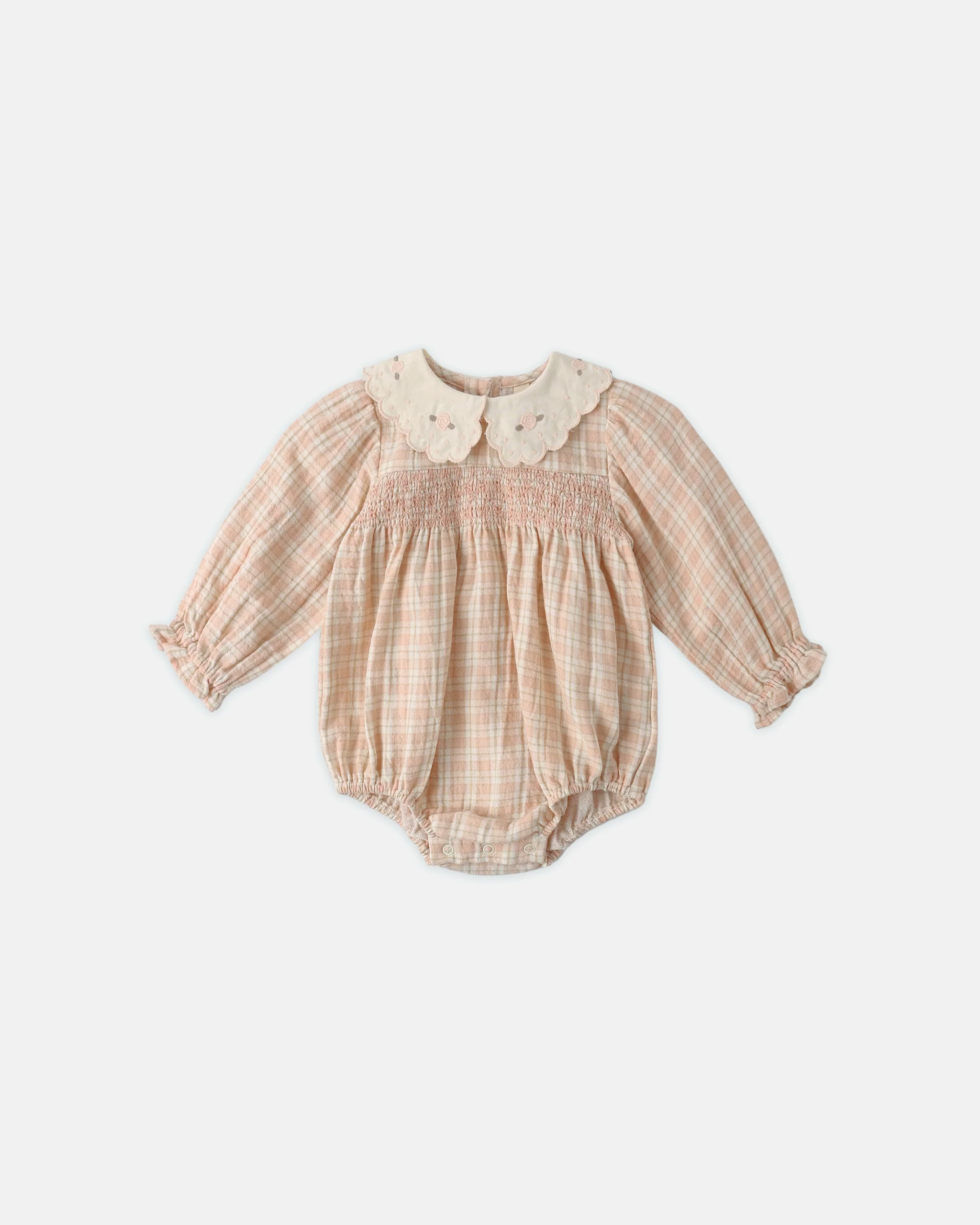 Quincy Mae Pink Callie Romper Pink Plaid
