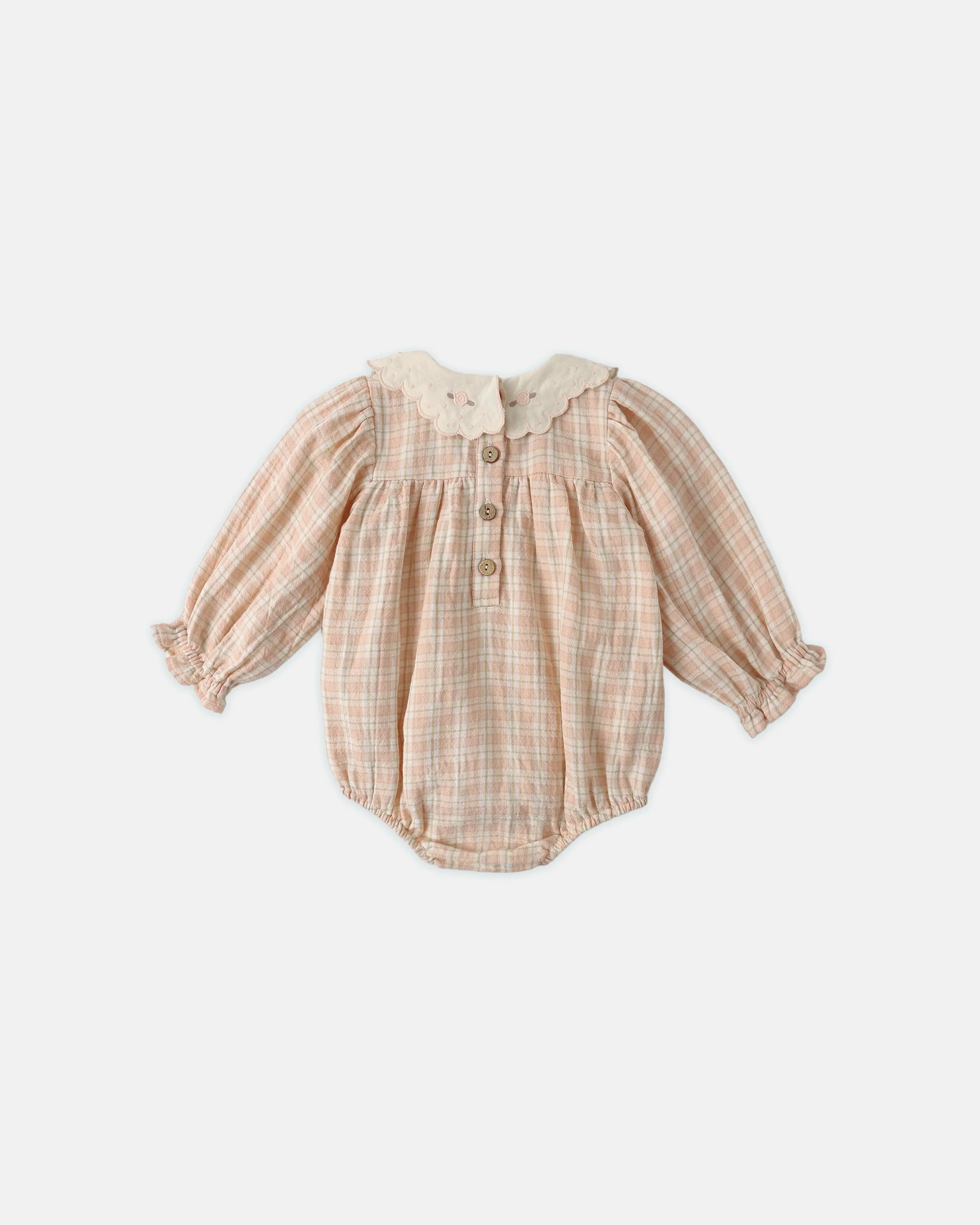Quincy Mae Pink Callie Romper Pink Plaid - Image 2