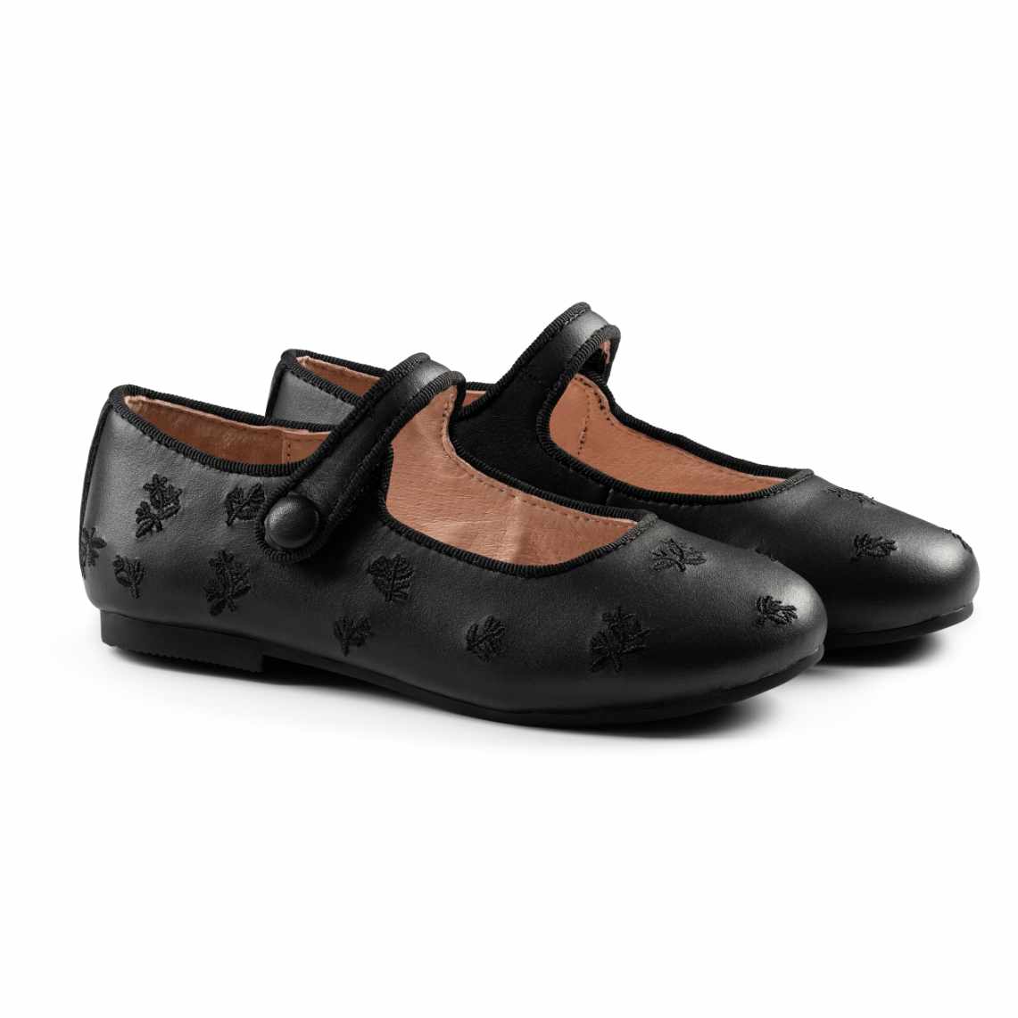 Raybelle Mary Jane Black Embroidered Leather