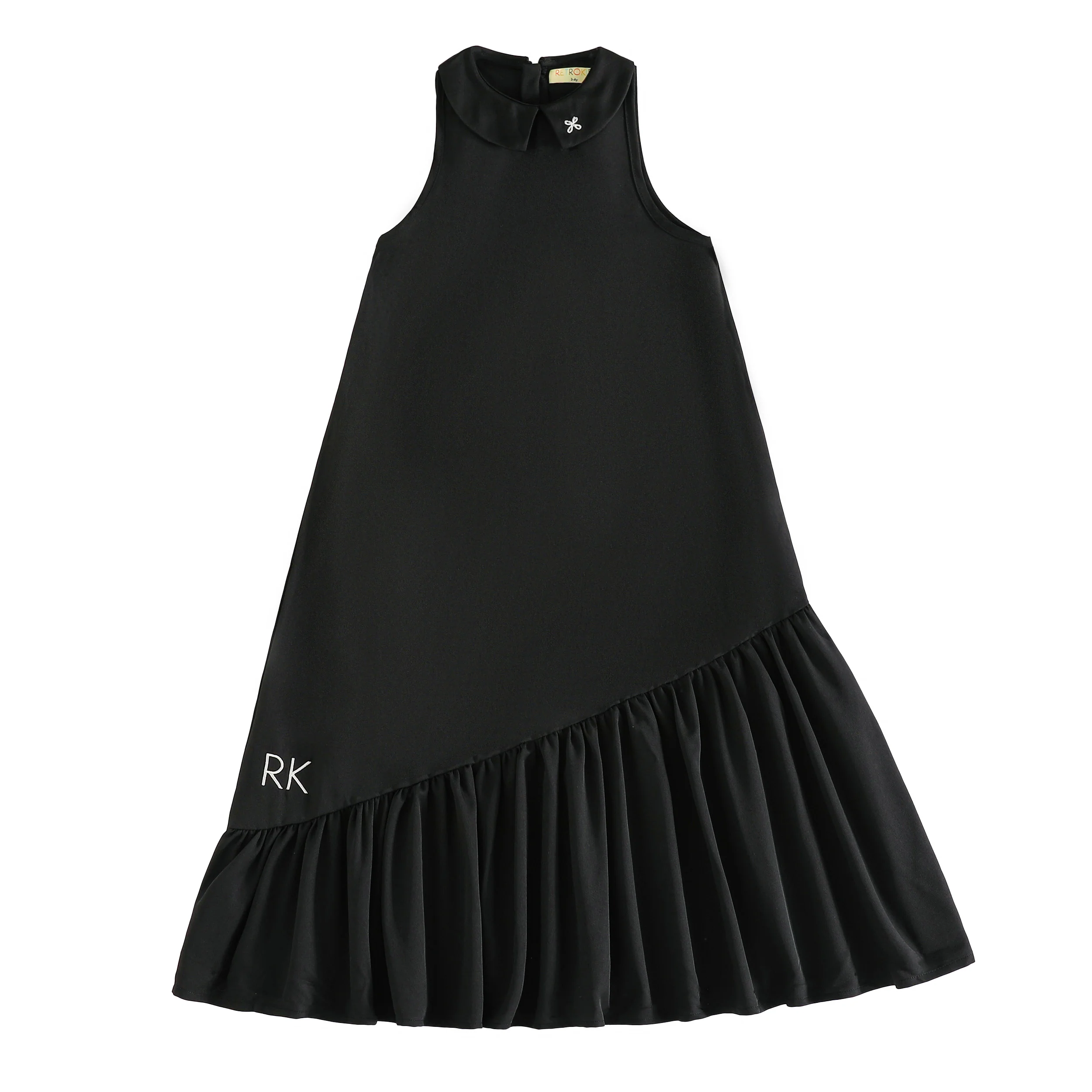 RetroKid Black Emery Slanted Tier Collar Maxi Dress