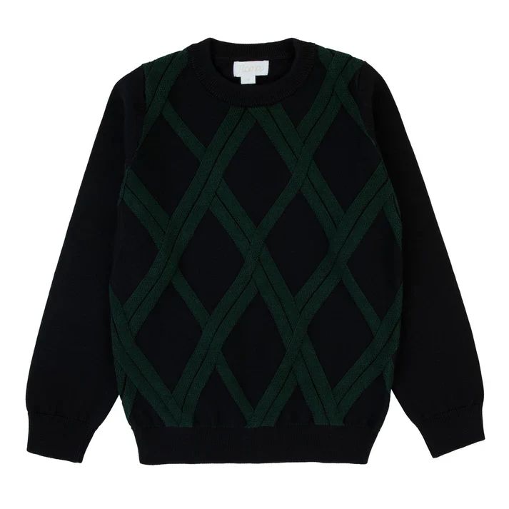 Rompp Argyle Cable Knit Sweater-Green