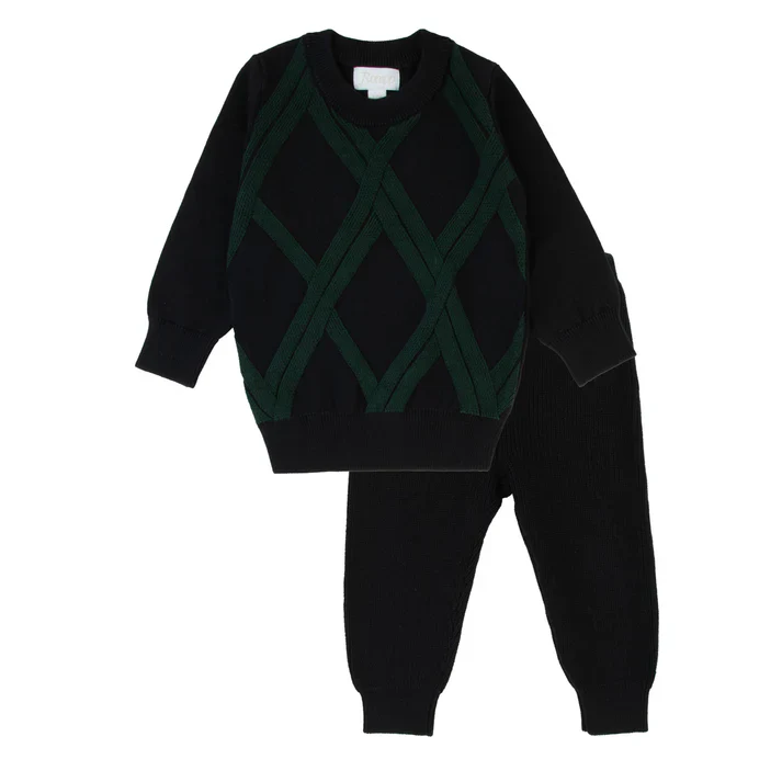 Rompp Arygle Cable Knit 2 Piece-Green