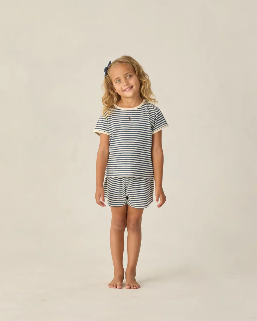 Rylee + Cru Pointelle Tee Navy Stripe - Image 2