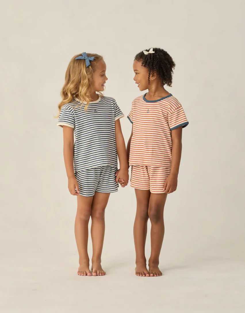 Rylee + Cru Pointelle Shorts Poppy Stripe - Image 2