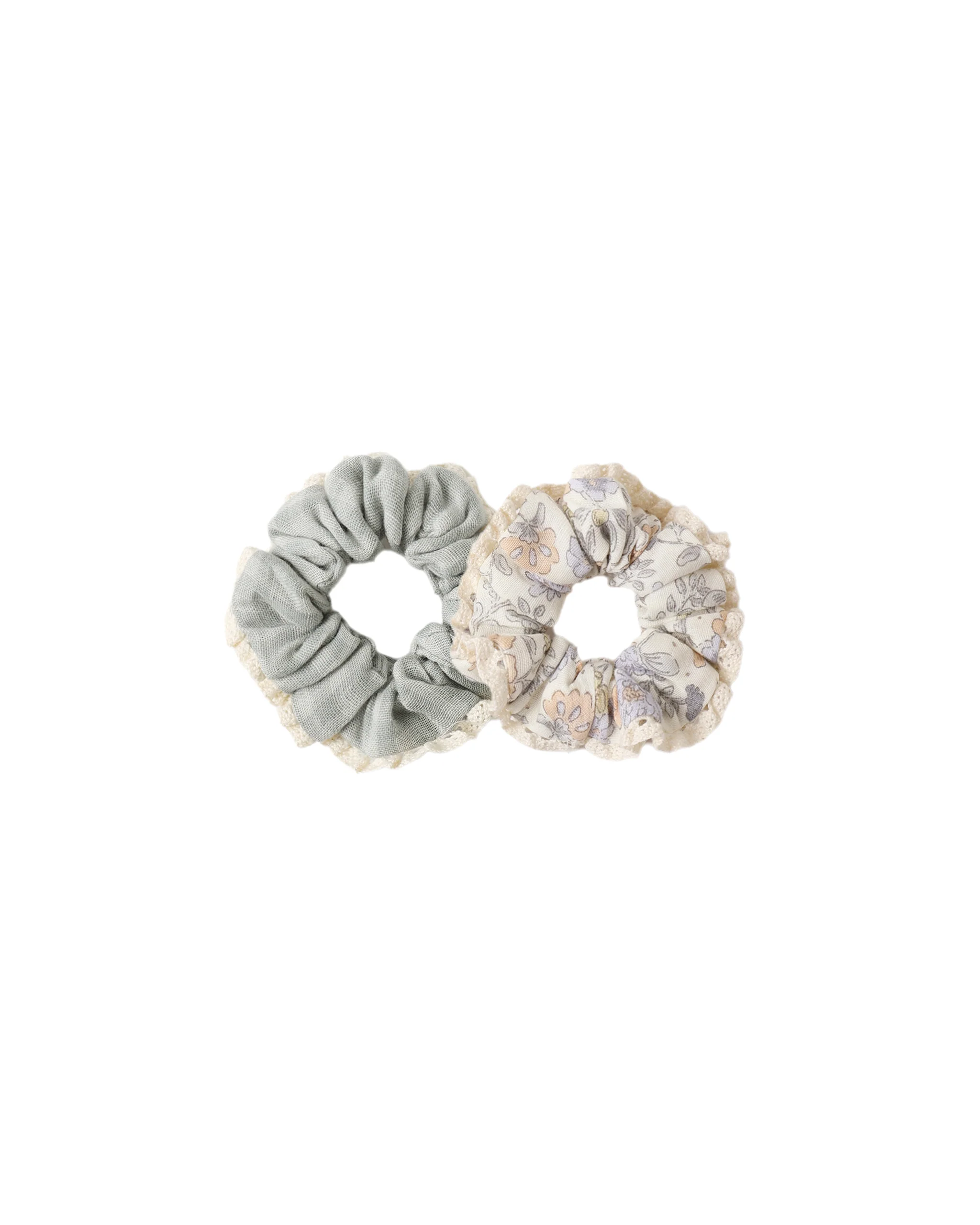 Rylee + Cru Scrunchie Set - Green Gingham, Bloom
