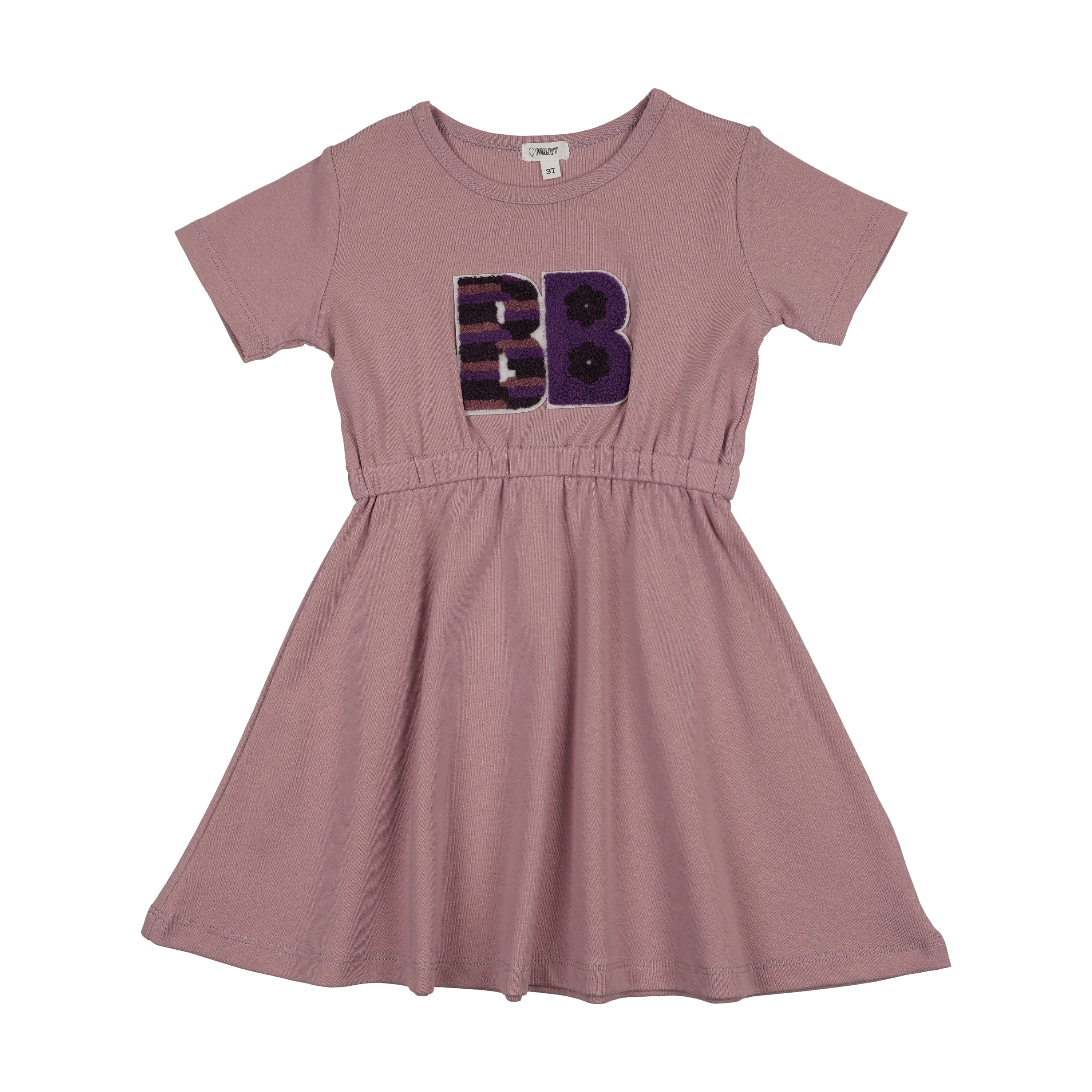 Bonjoy Sherpa Patch Short Sleeve Dress - Lilac